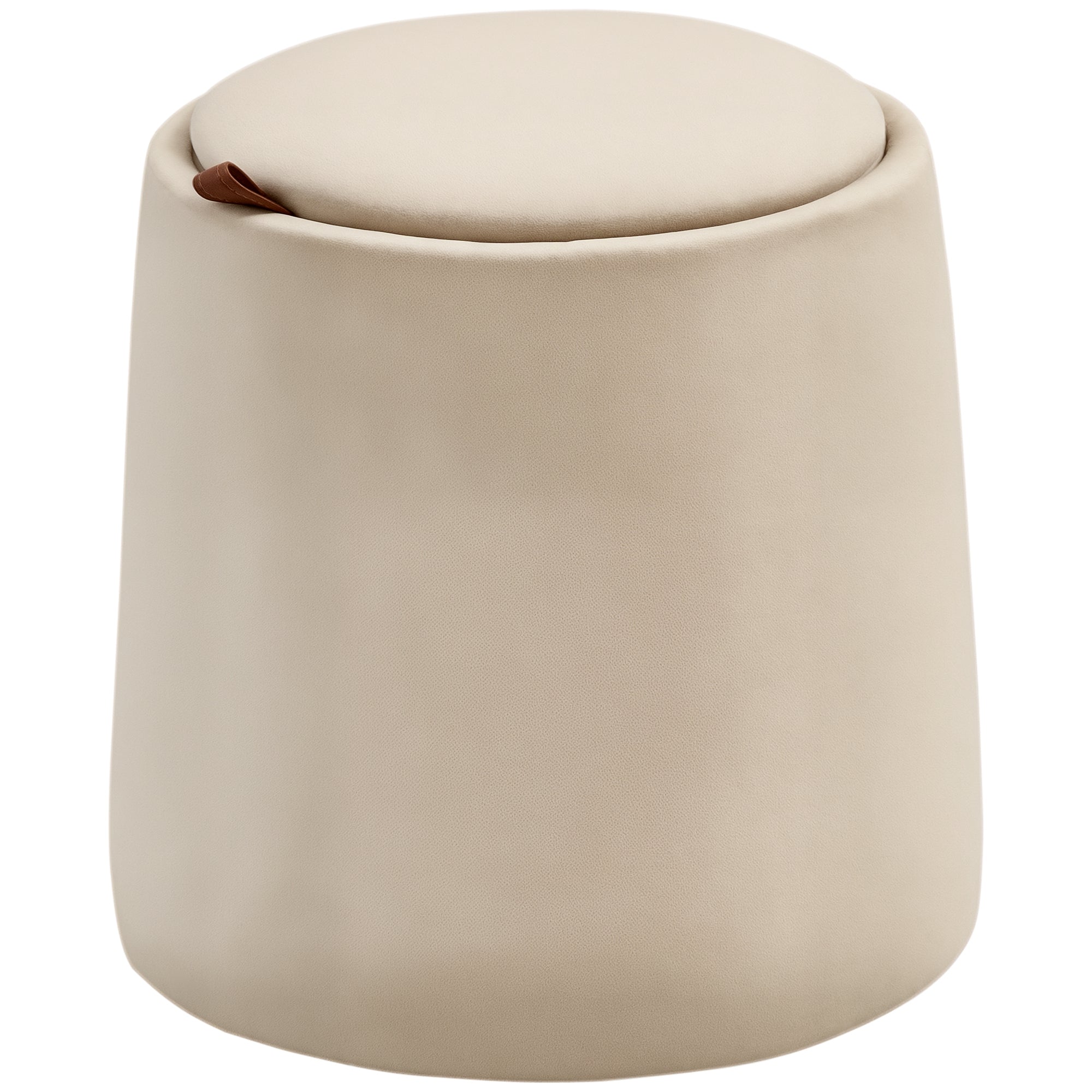 Storage Ottoman 2-in-1 Stool with Lid, Round Footstool Ottoman Pouffe with Velvet Look Side Table for Living Room Bedroom ?44 x 47.5 cm Beige