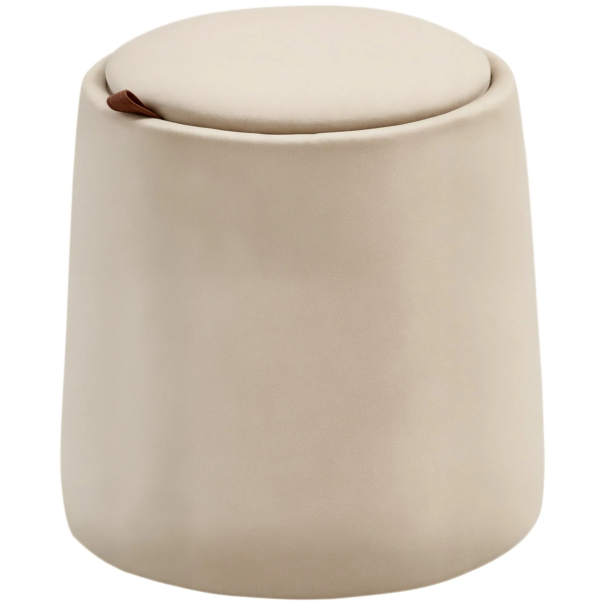 Storage Ottoman 2-in-1 Stool with Lid, Round Footstool Ottoman Pouffe with Velvet Look Side Table for Living Room Bedroom ?44 x 47.5 cm Beige