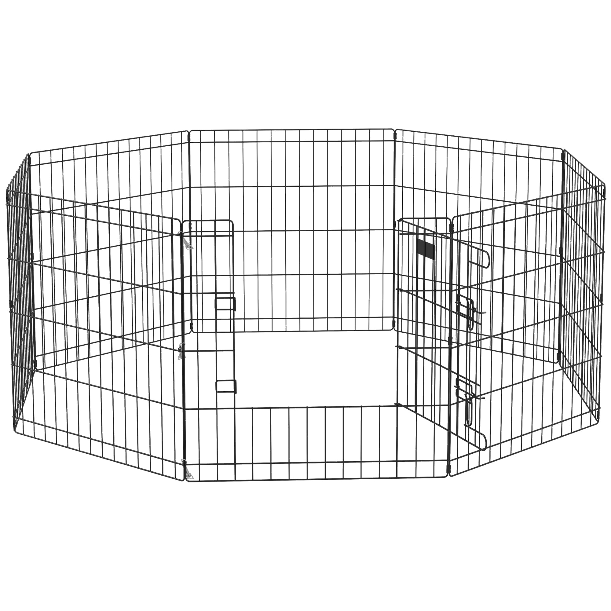 Parc à Chiens PawHut en Métal Pliant 8 Panneaux avec Porte et Double Verrou pour Jardin et Terrasse Extérieure Noir