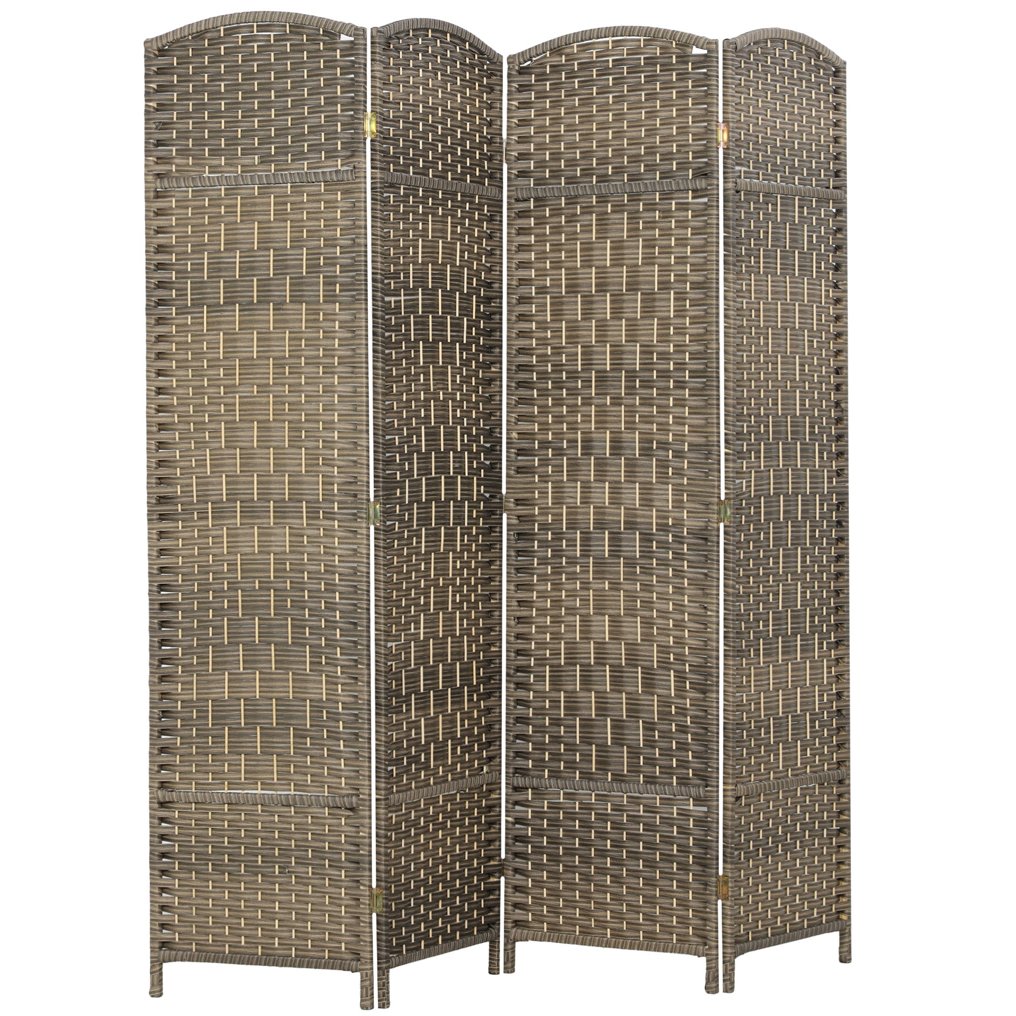 HOMCOM 4‑teiliger Falt-Raumteiler, 180 x 180 cm – Dunkleiche