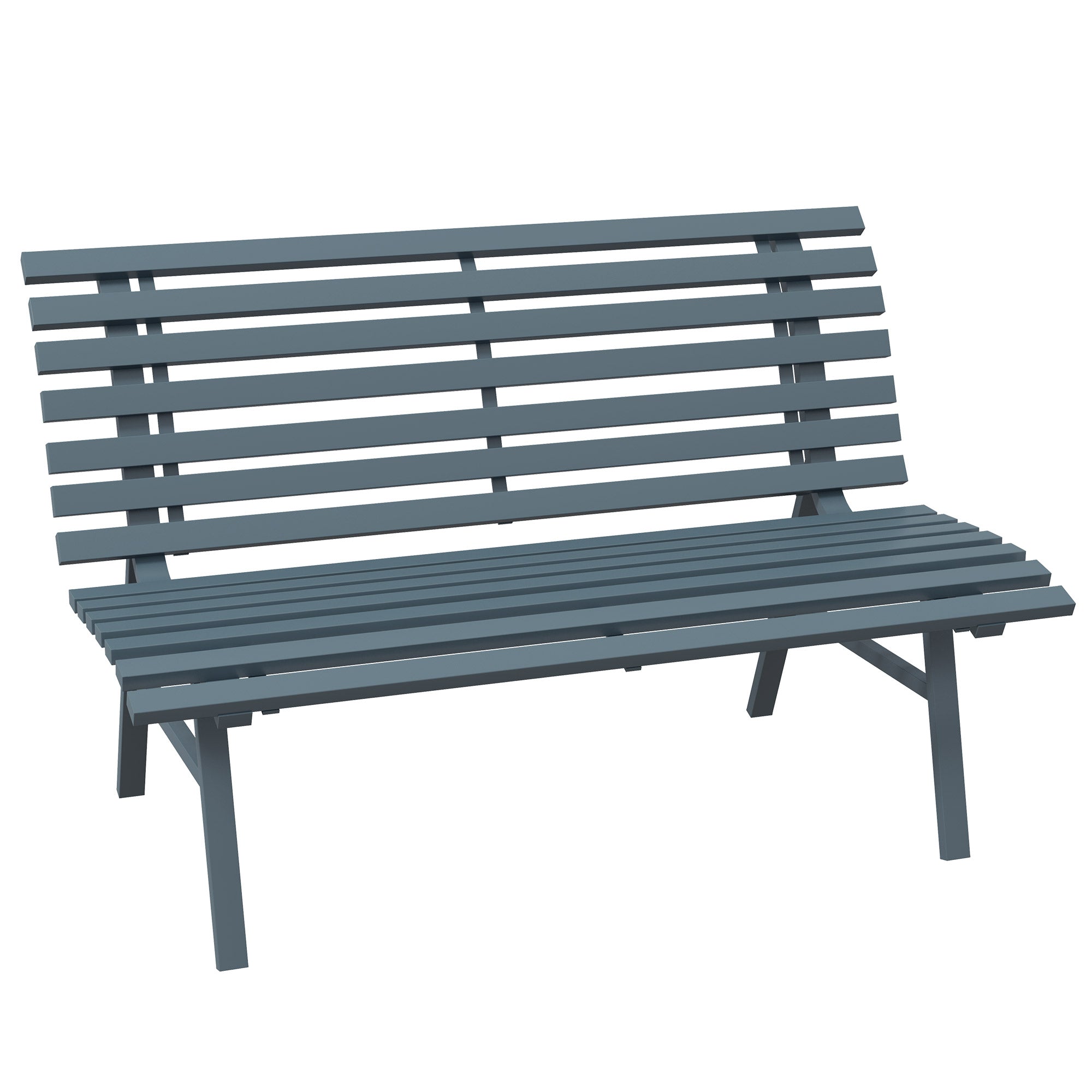 2-Seater Aluminum Garden Bench, Weatherproof Bench, UV Resistant Garden Furniture with Slatted Design, Park Bench 240kg Load Capacity, Balcony Bench for Balcony Terrace, Garden, 123x67x79cm, Blue