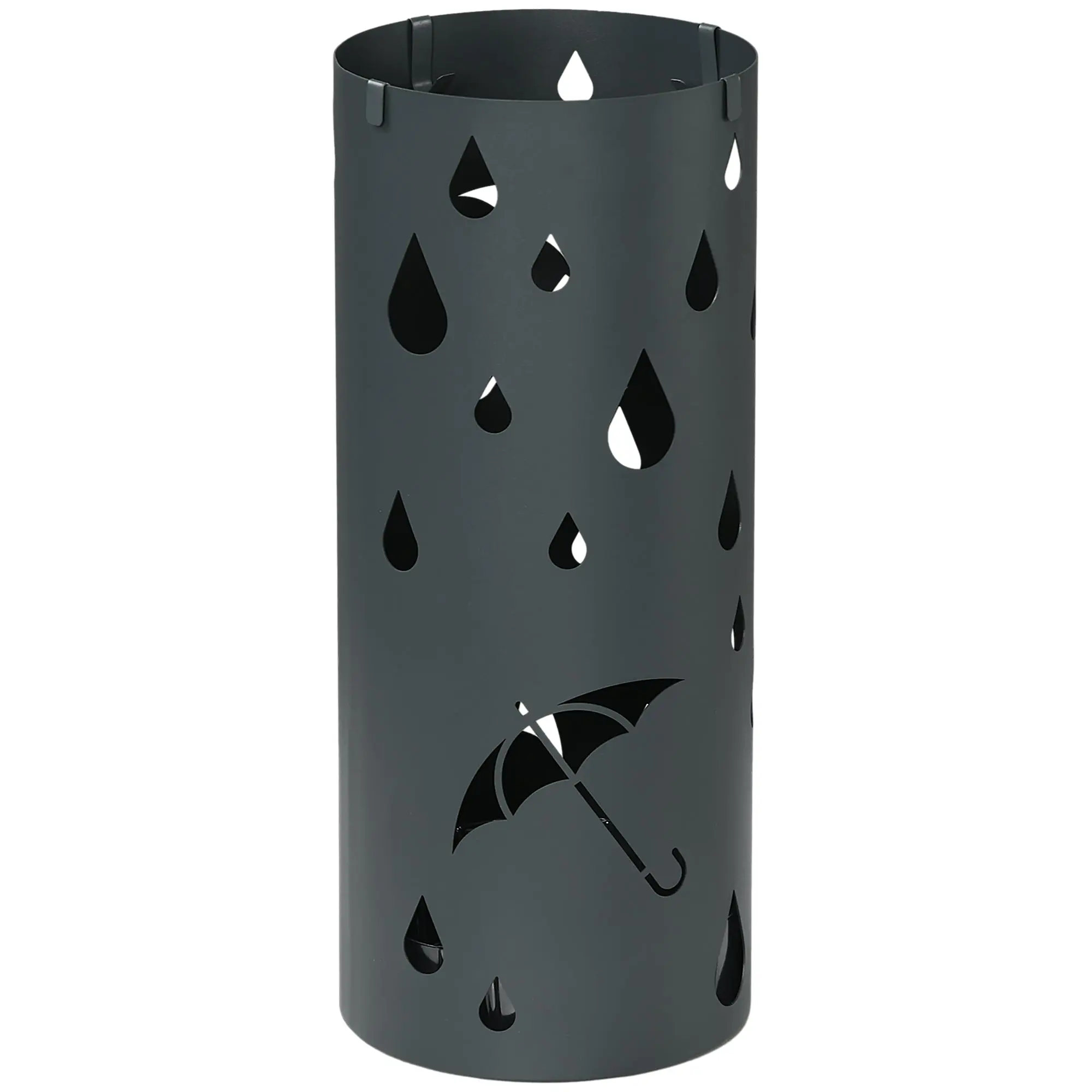 Umbrella Stand Umbrella Holder with 4 Hooks and Removable Drip Tray Umbrella Holder for Walking Sticks & Umbrellas Steel ?17 x 41 cm Dark Gray
