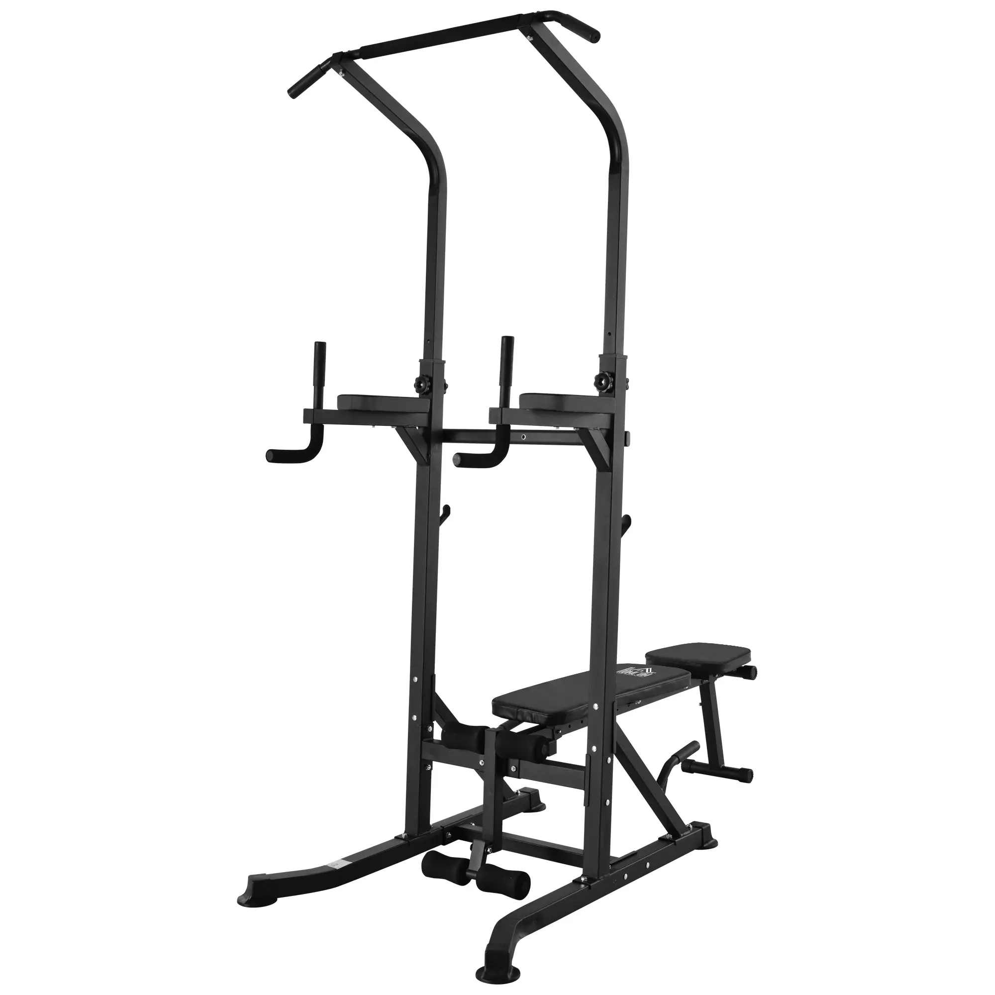 Musculation Station Training Tower Adjustable Height with Pull-Up Bar and Foldable Bench for Home Fitness Gym Load 150 kg 99x178x230 cm Black