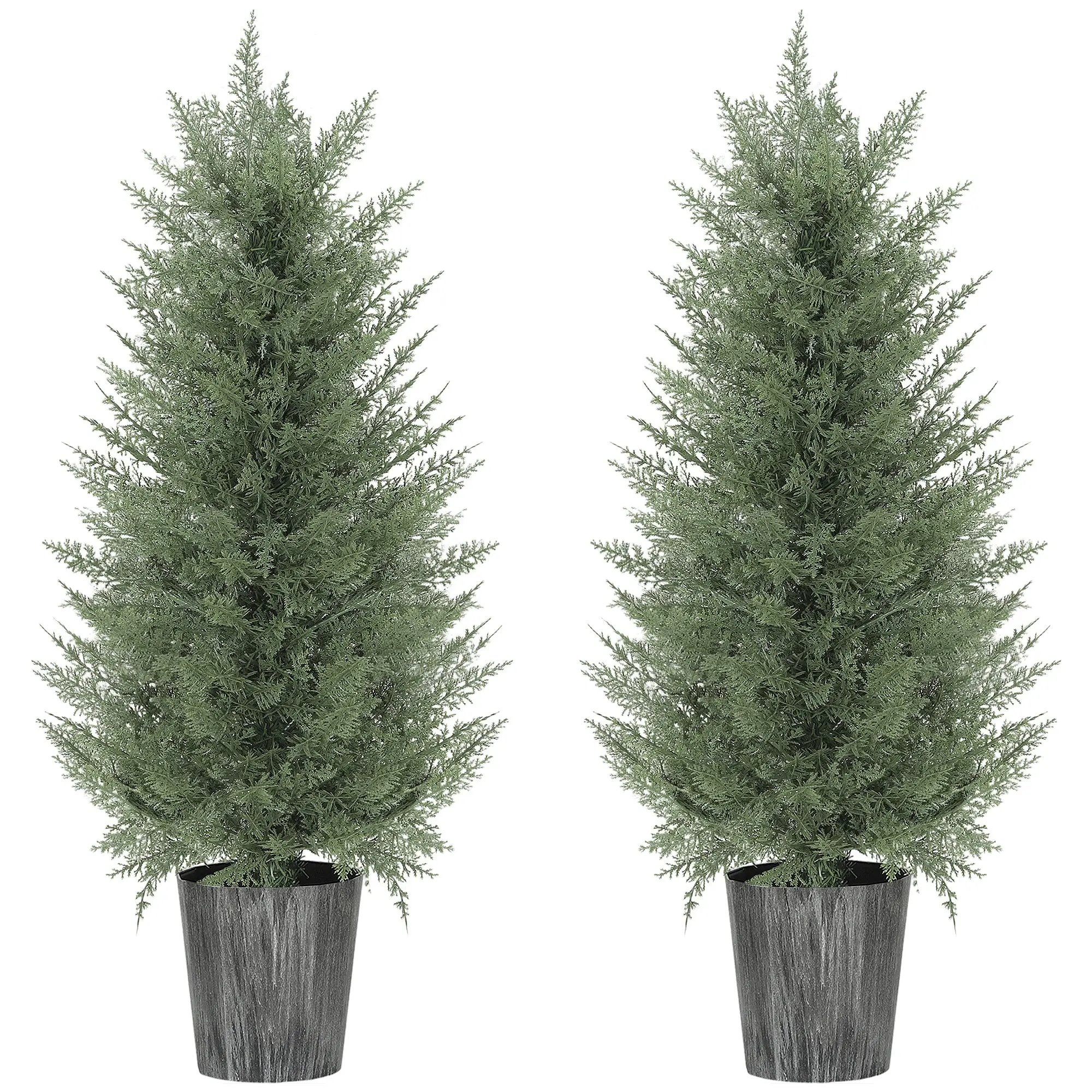 Set of 2 Large 35.4 in Artificial Cypress Trees in Pots – Lifelike Plastic Faux Plants for Living Room, Bedroom, Office, Patio ? Modern Décor ? Gift
