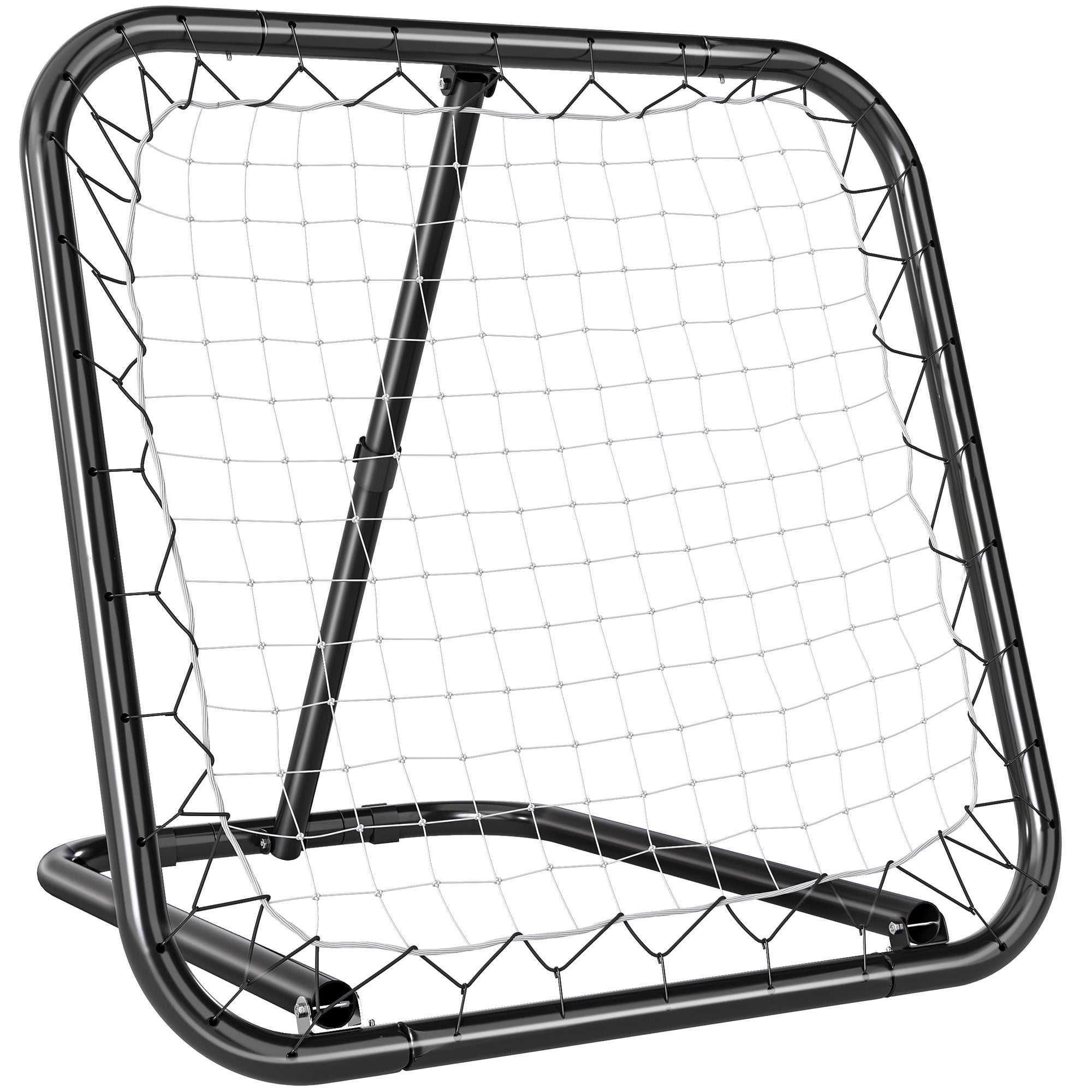 HOMCOM Fußball-Rebounder, 78 x 84 cm Rückprallschutzwand mit Stiften, 5-fach höhenverstellbar, tragbar, Kickback-Tor, Fußballtor für Jugendliche, Fußball-Trainingsgerät für Baseballtraining in Weiß