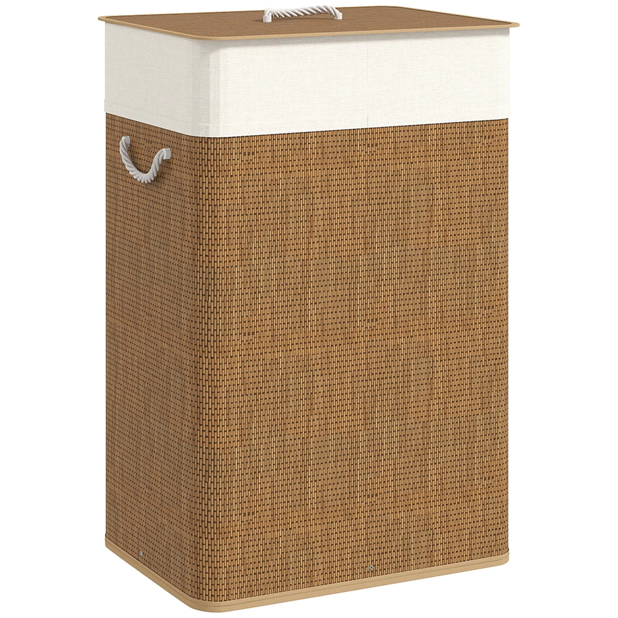 Bamboo Laundry Basket with Lid 72L Laundry Collector with Rope Handles, Removable Laundry Bag, Laundry Baskets Laundry Sorter for Laundry Room Bedroom Bathroom Brown