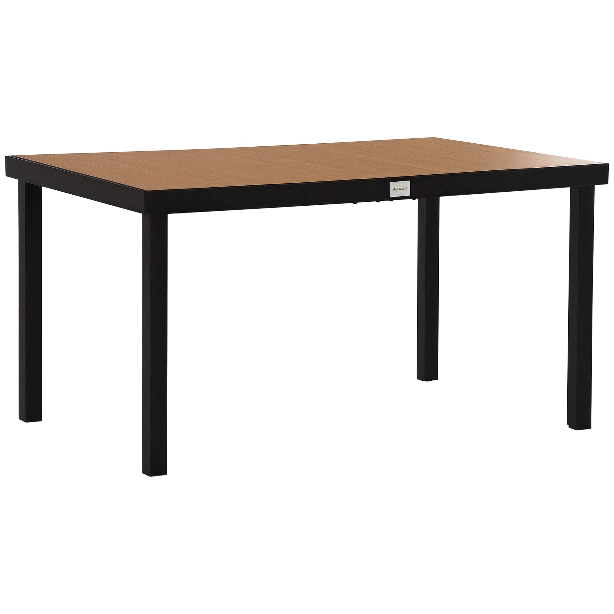 Garden Table for 6 Persons Dining Table Aluminum Table Garden Furniture Lounge Furniture Easy-care Plastic Natural+Black 140 x 90 x 74 cm