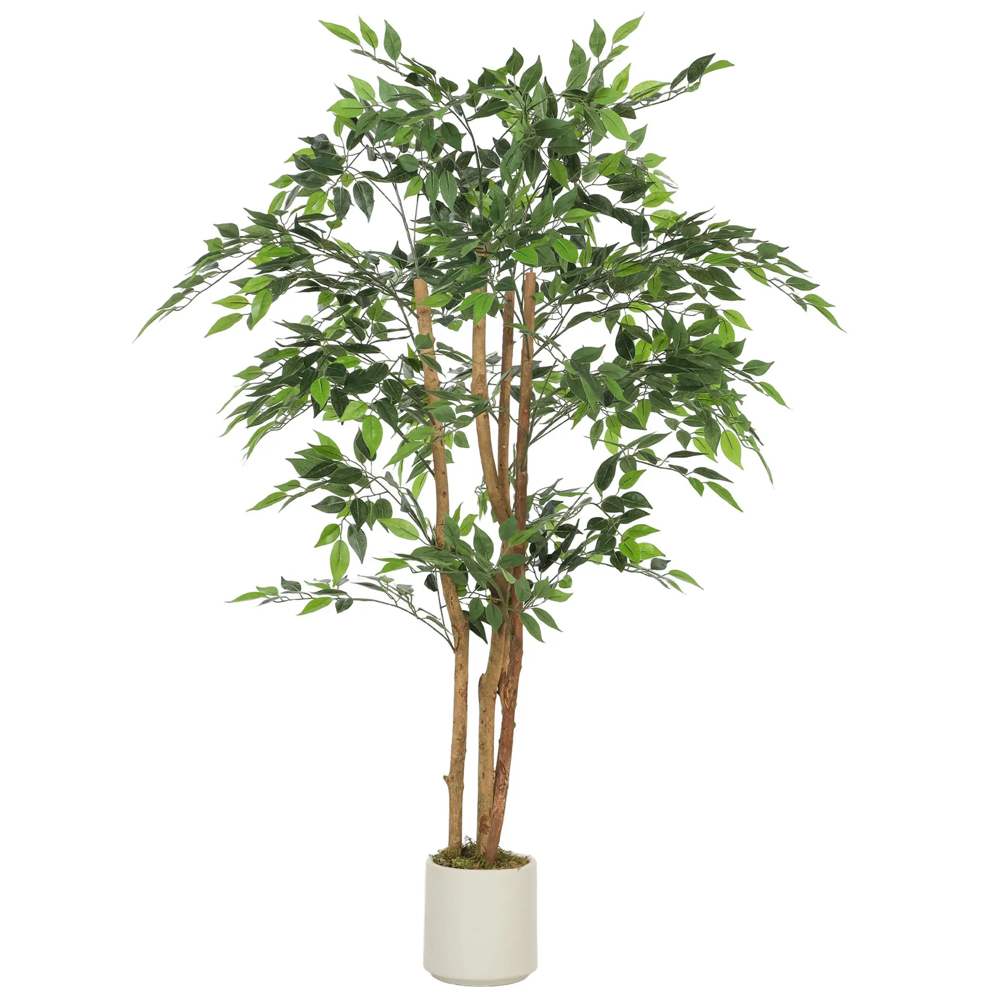 150 cm Artificial Banyan Tree for Indoor Use, Faux Greenery in Plastic Planter with Solid Wood Trunk — Home, Office, Living Room, Bedroom Decor