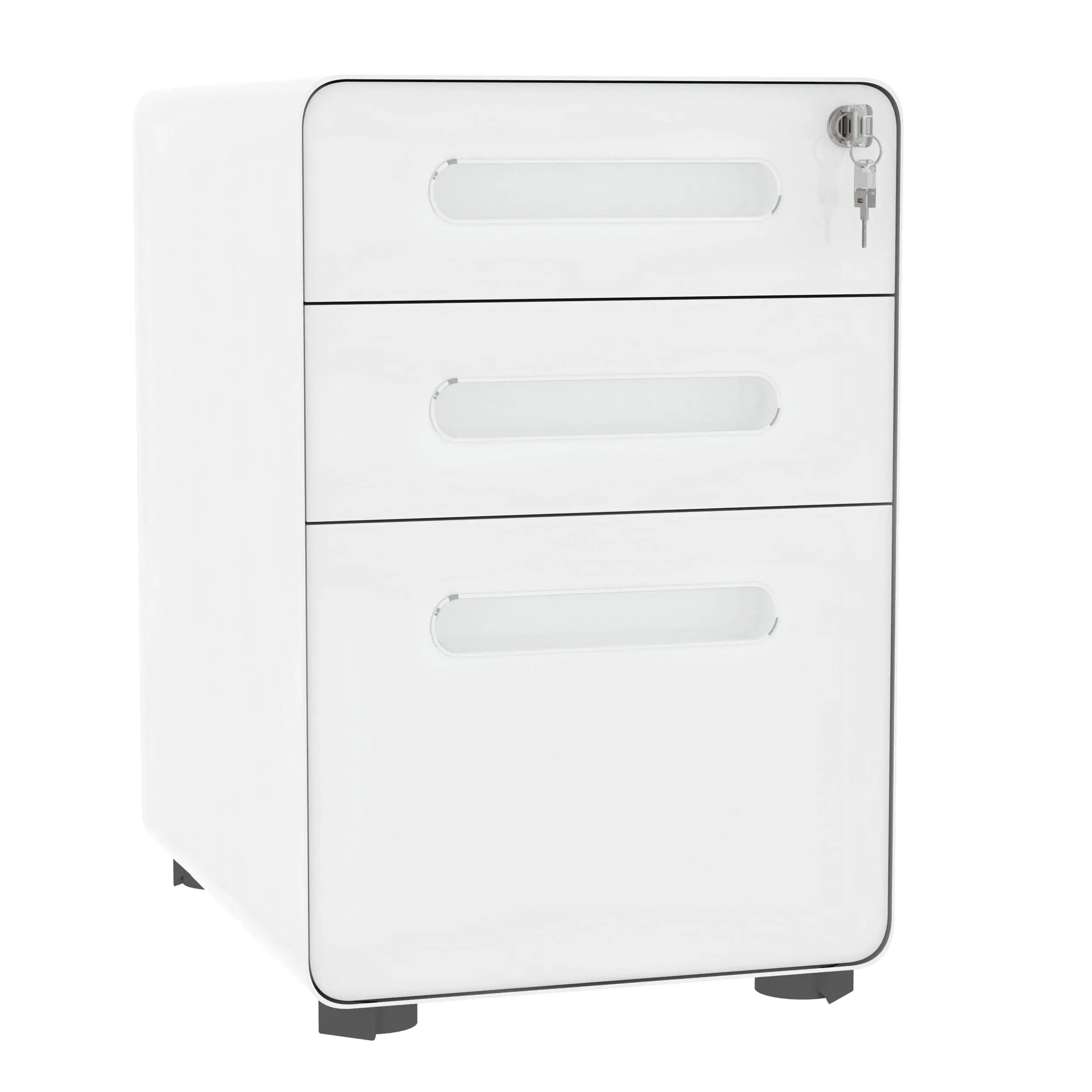 Mobile File Cabinet, Filing Cabinet with 3 Drawers, Office Cabinet, Storage Cabinet, Steel, White, 39 x 48 x 59 cm