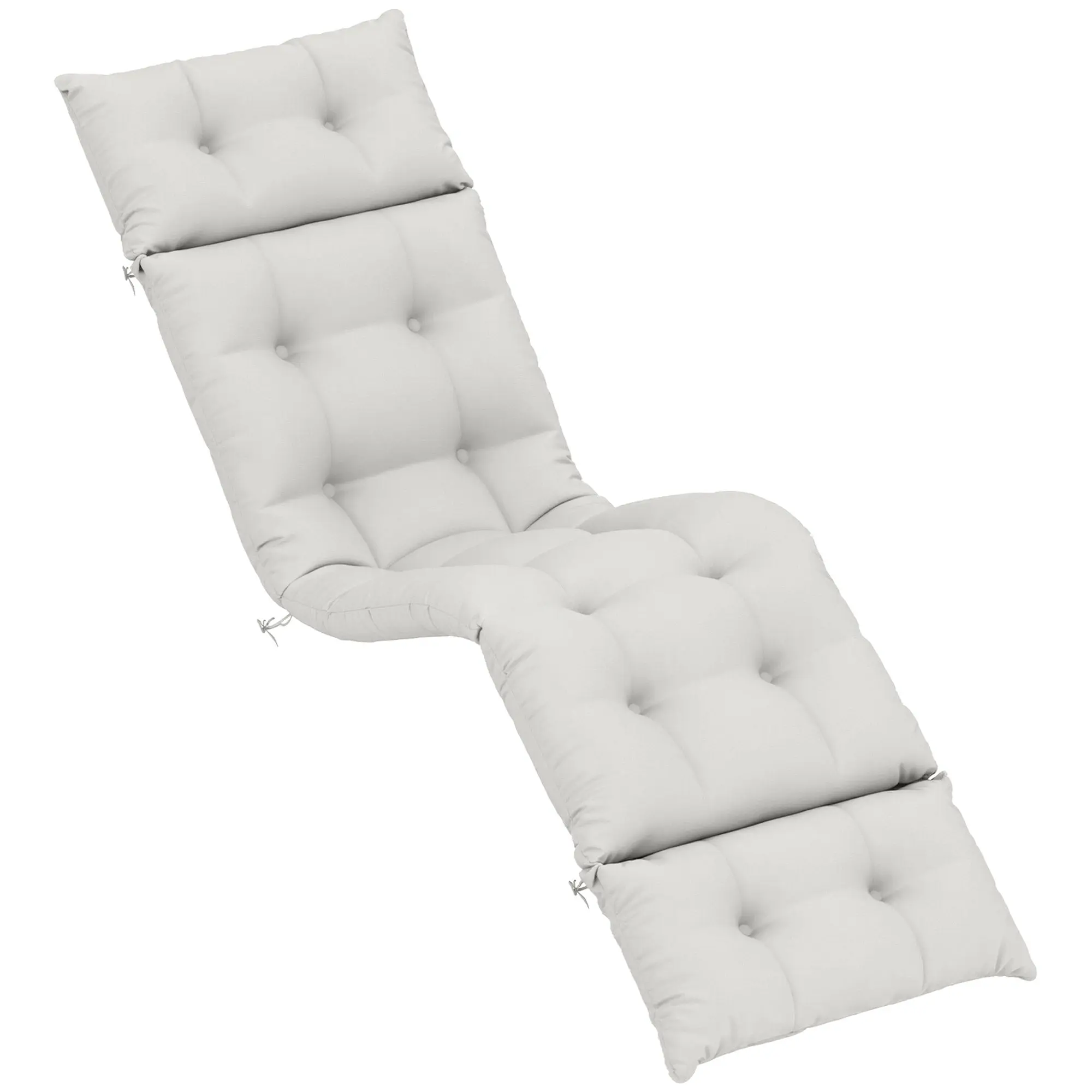 Thick Sun Lounger Cushion, Lounger Cushion 190 x 56 x 10 cm, UPF20+, Lounger Mattress with Six Fastenings, for Garden, Patio, Balcony, Light Gray