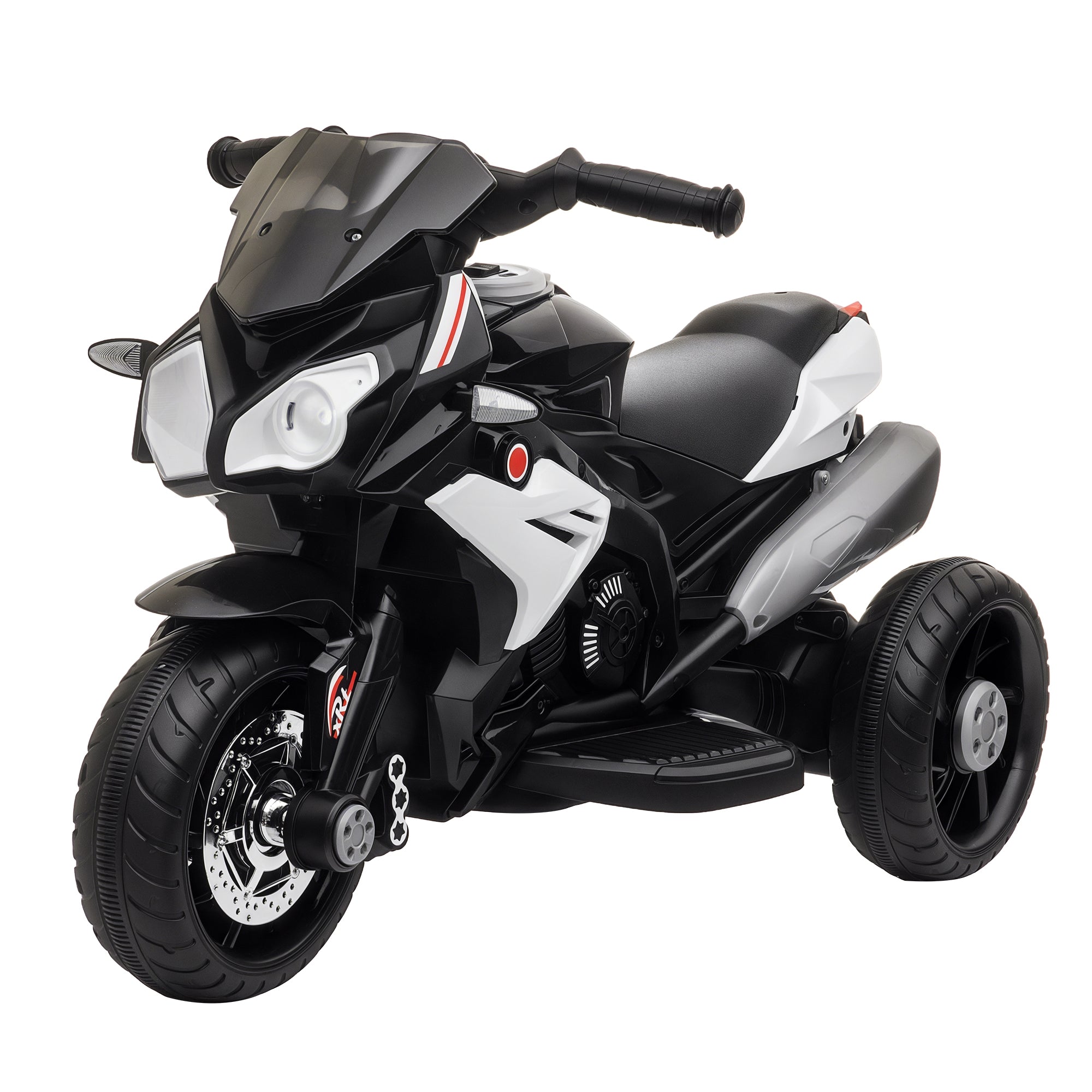 Children's Electric Trike Trimoto with 3 Wheels for Kids 3+ Years with Rechargeable 6V Battery Music Horn Headlights 86x42x52 cm Black and White