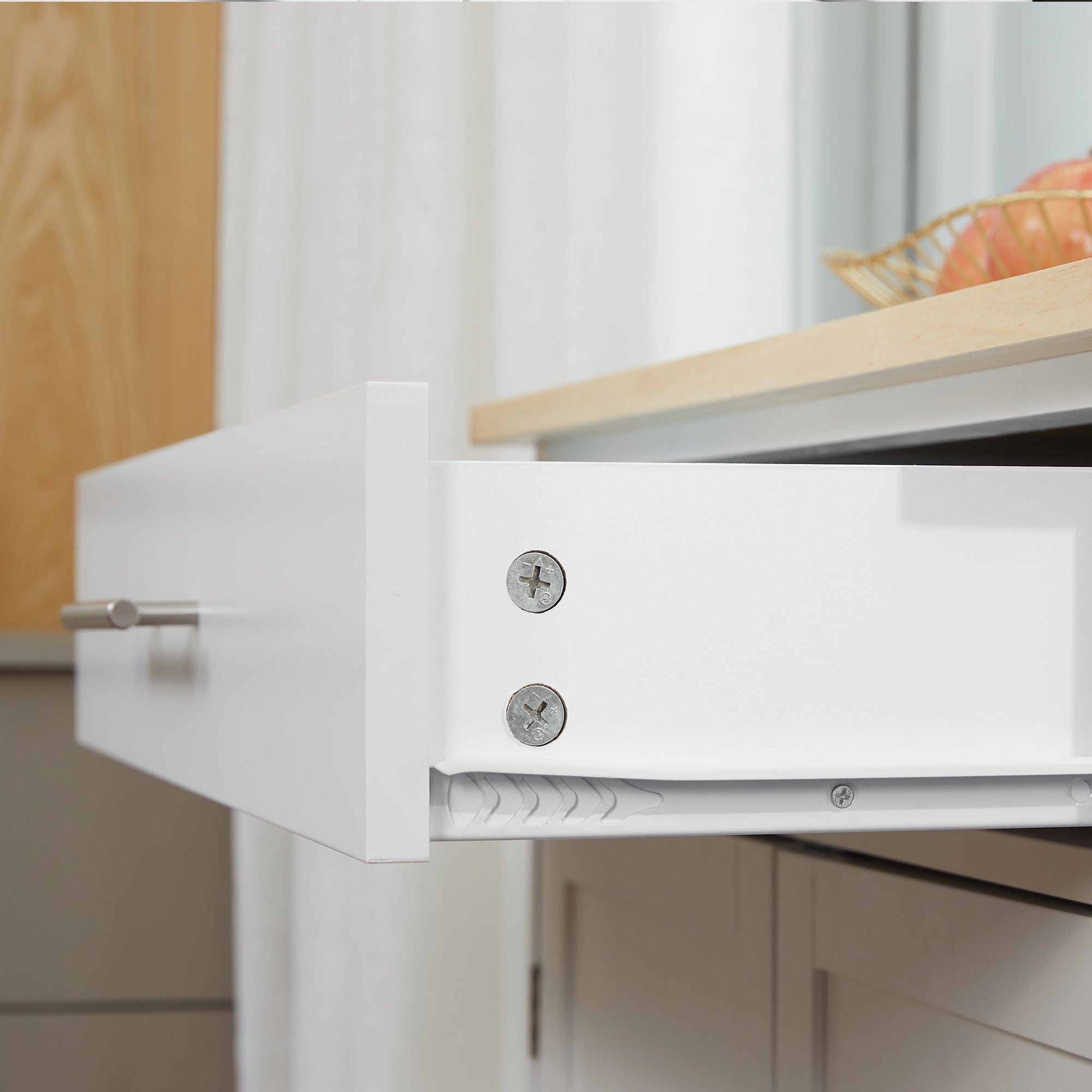 Kitchen Trolley on Wheels Serving Trolley Kitchen Island with Drawer Cupboard and Towel Holder - 83L x 45W x 91.5H cm White