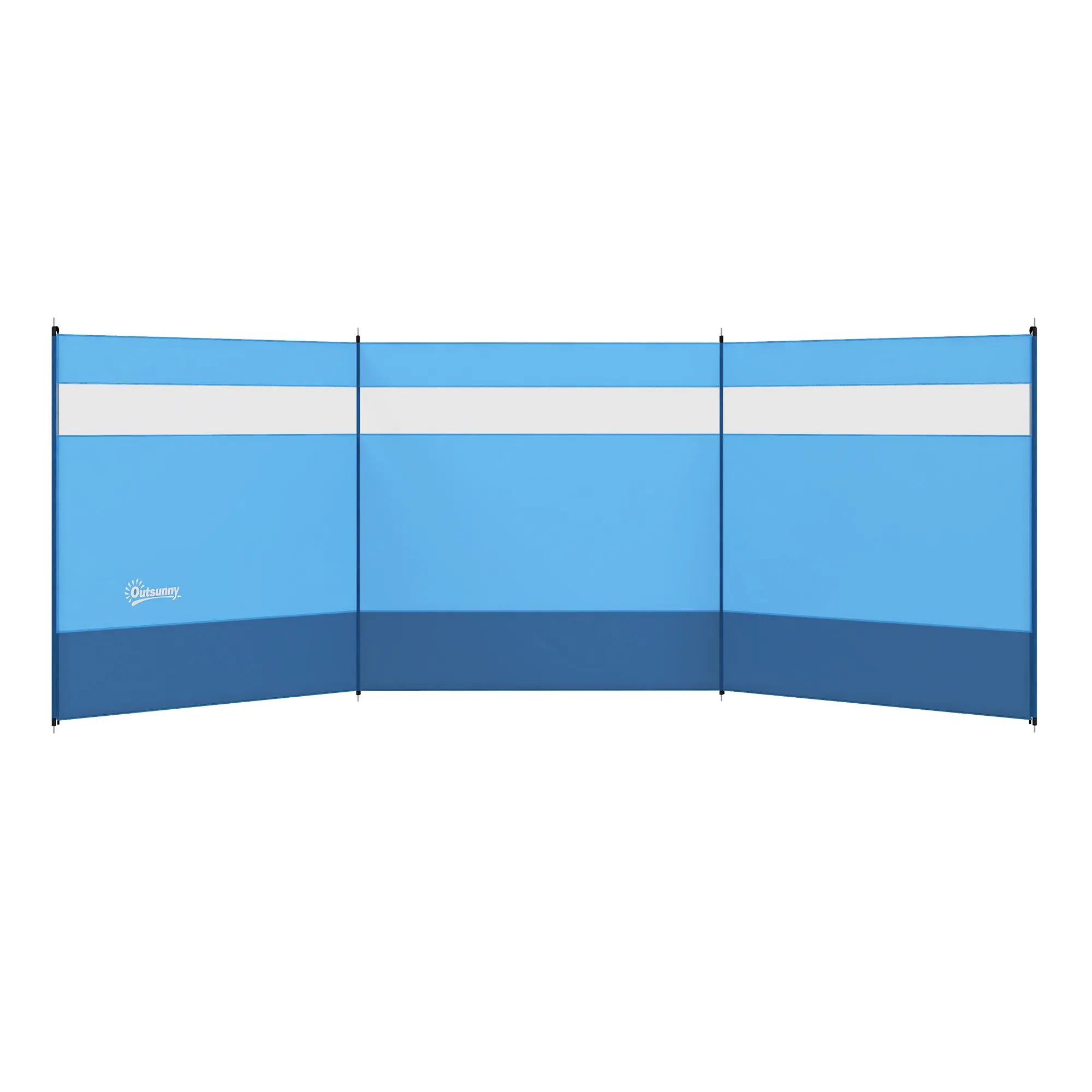 Folding Windbreak Camping Privacy Screen with Light Source Window, Pegs, Ropes, Windbreak Fence Beach Windshield Sun Shade for Camping Garden, Beach, Patio 440 x 140 cm Blue