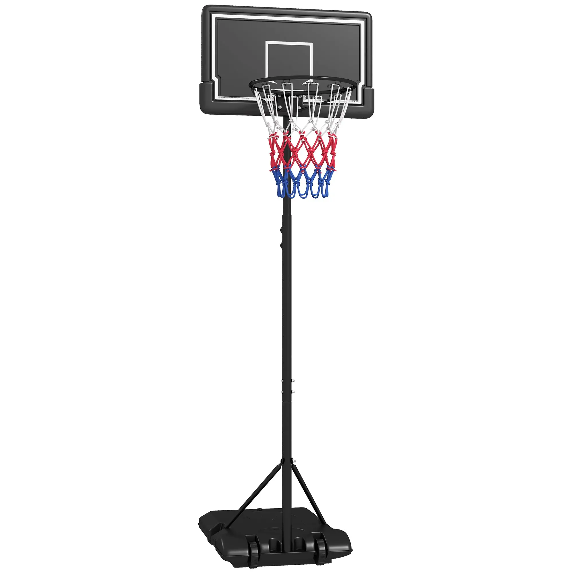 SPORTNOW Basketball Hoop with Stand Adjustable Basketball Stand with Wheels and Shatterproof Backboard, 182-213 cm Basketball Backboard Stand, for Adults, Steel