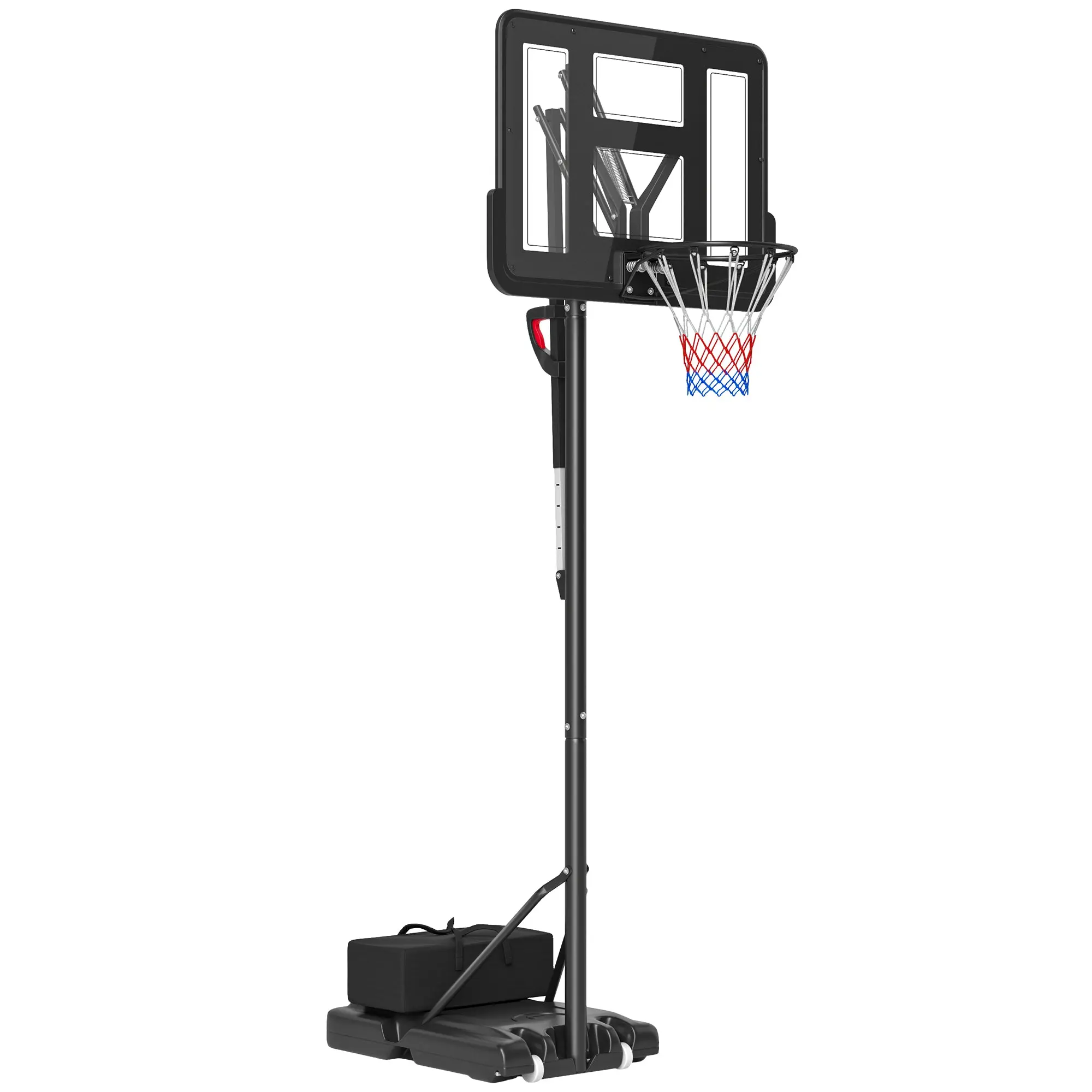 SPORTNOW Outdoor Basketball Hoop, Adjustable Basket Height 230-305 cm, Basketball Stand with 110 x 75 cm shatterproof backboard with wheels, spring-loaded basket, weight for adults