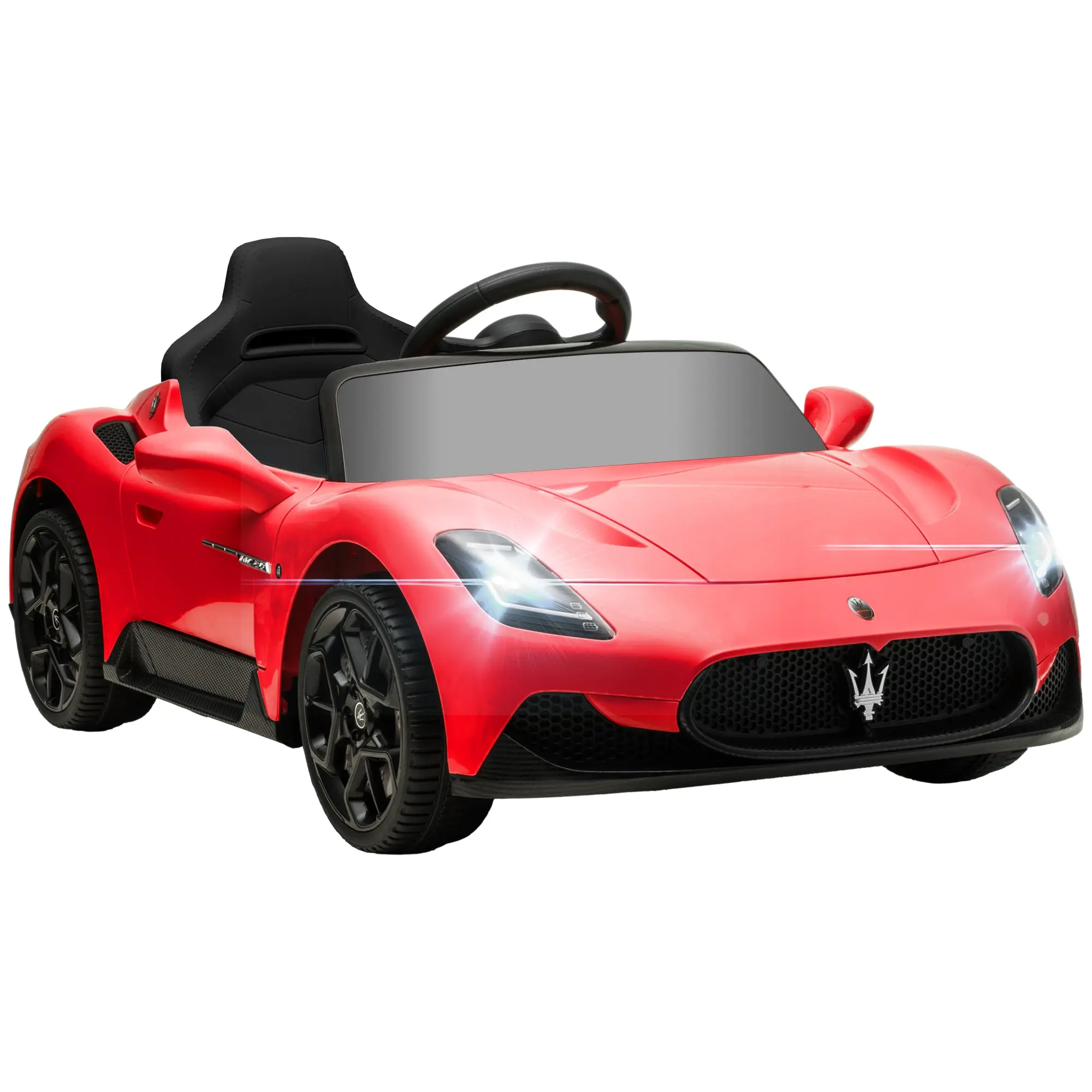 Licensed Maserati MC20 Electric Kids Car 12V with 2.4G Remote Control, Smooth Start, LED Lights, Music, Horn, Spring Suspension, 3-6 Years, Red