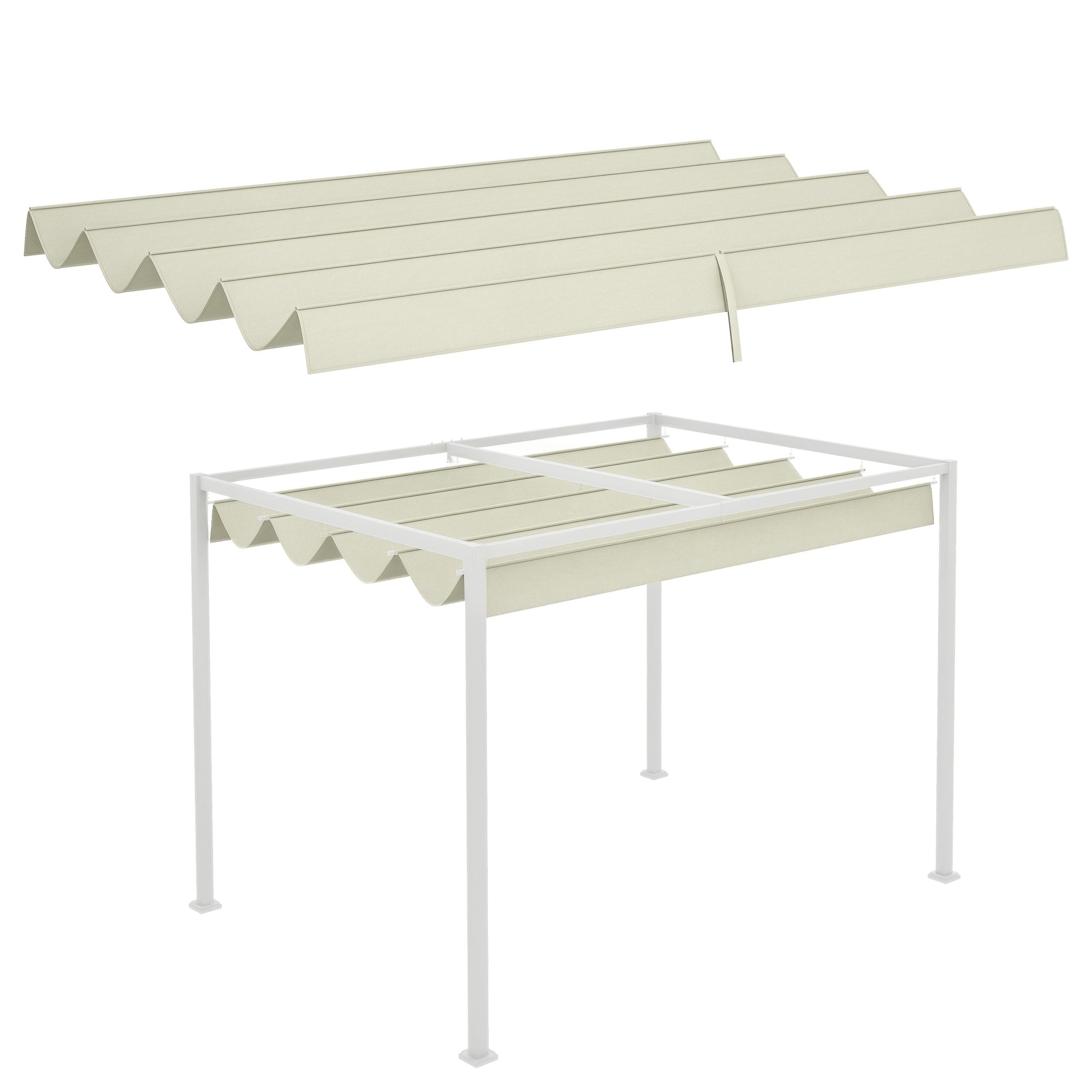 Replacement Canopy for 2.85 x 2 m Pergola, water-repellent retractable Wave Canopy with rain drainage holes, UV protection 30+, winterproof sunshade cover for garden, balcony, terrace, Cream White