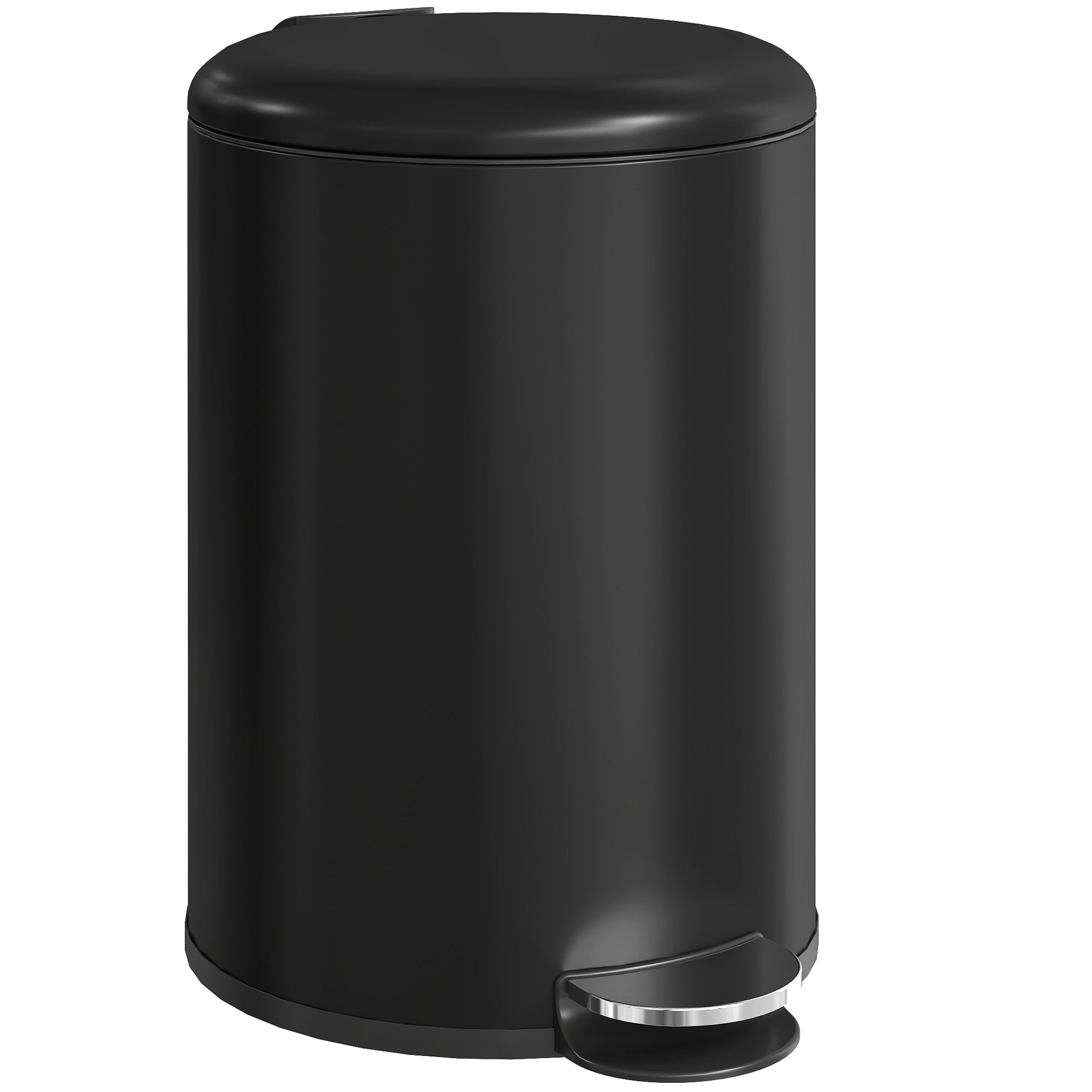 HOMCOM 20 L fingerabdruckresistenter Mülleimer aus Metall mit Soft-Close-Deckel, Fußpedal & herausnehmbarem Inneneimer — Schwarz