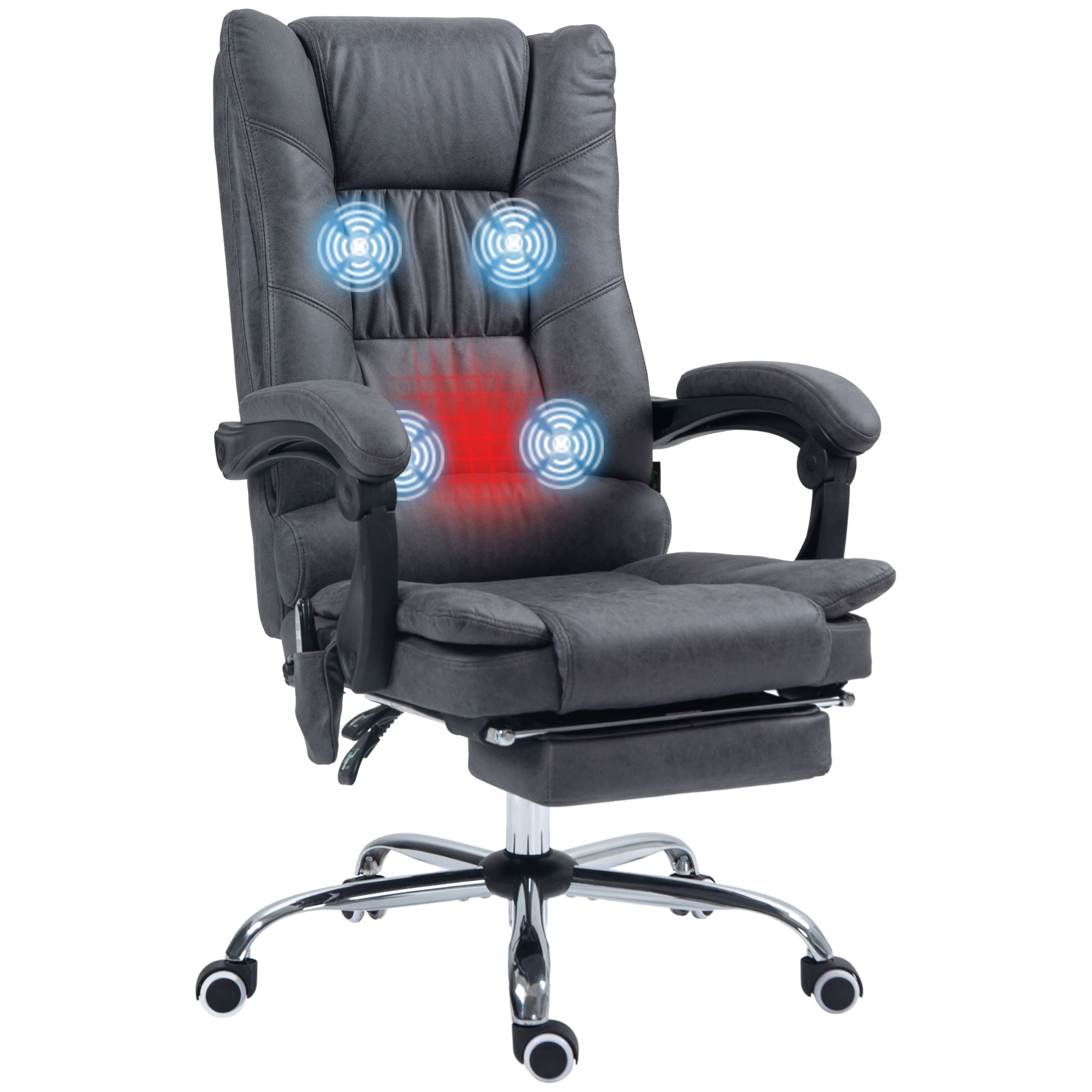 Office Chair with Vibration Massage Ergonomic Executive Chair with Lumbar Heat, Recline Function, Footrest, Height Adjustable Desk Chair, Swivel Chair with Side Pocket, Dark Gray
