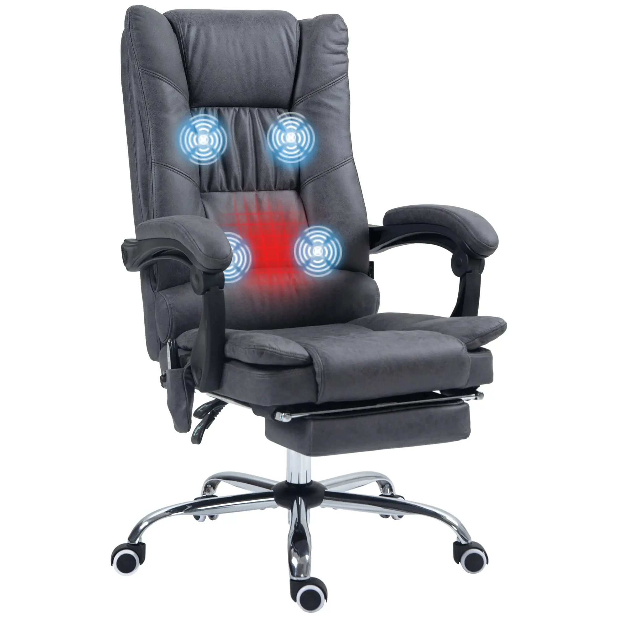 Office Chair with Vibration Massage Ergonomic Executive Chair with Lumbar Heat, Recline Function, Footrest, Height Adjustable Desk Chair, Swivel Chair with Side Pocket, Dark Gray