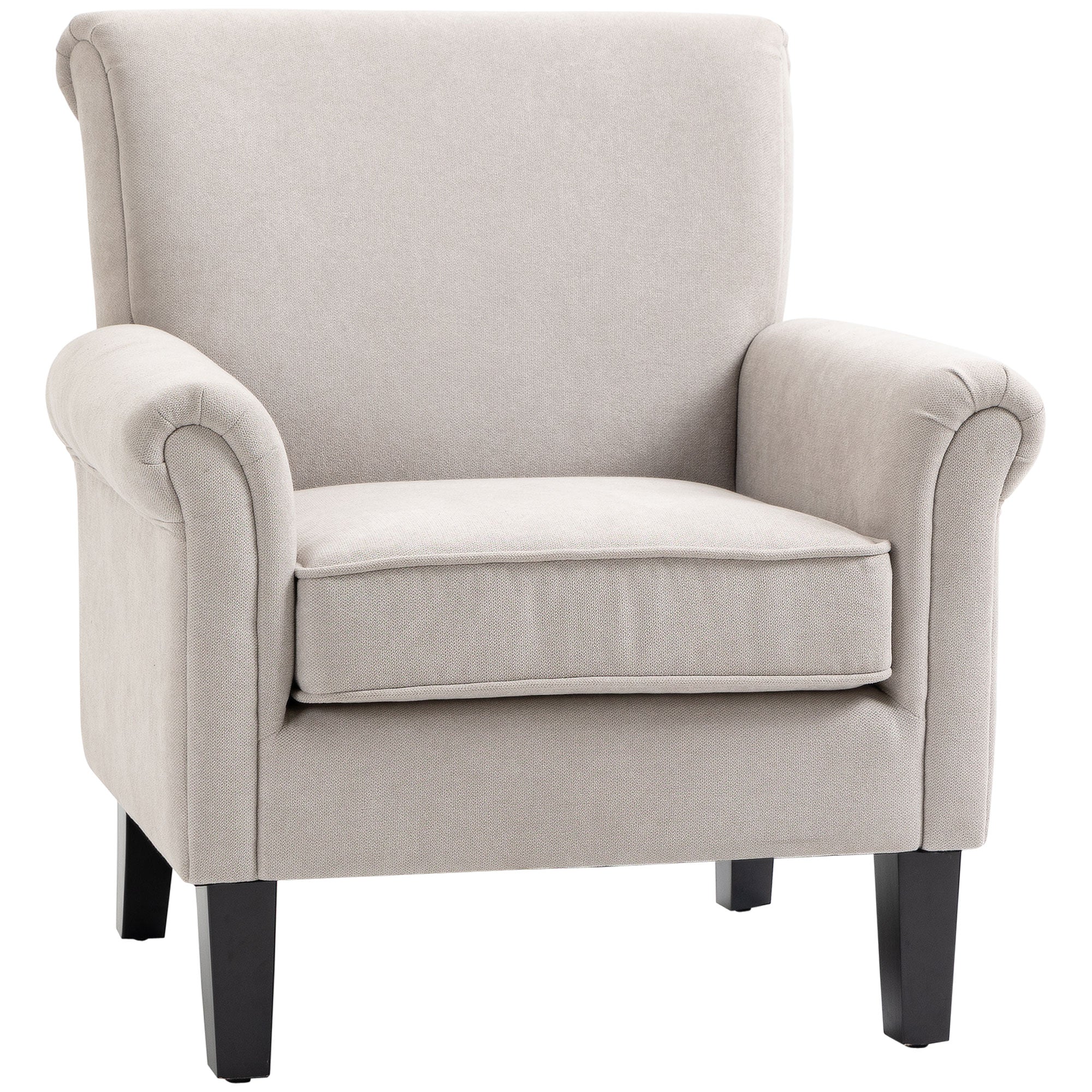 Upholstered Lounge Armchair Fabric Recliner with Armrests Removable and Washable Seat Wooden Legs for Modern Style Bedroom Load 150 kg 79x78x87 cm Gray