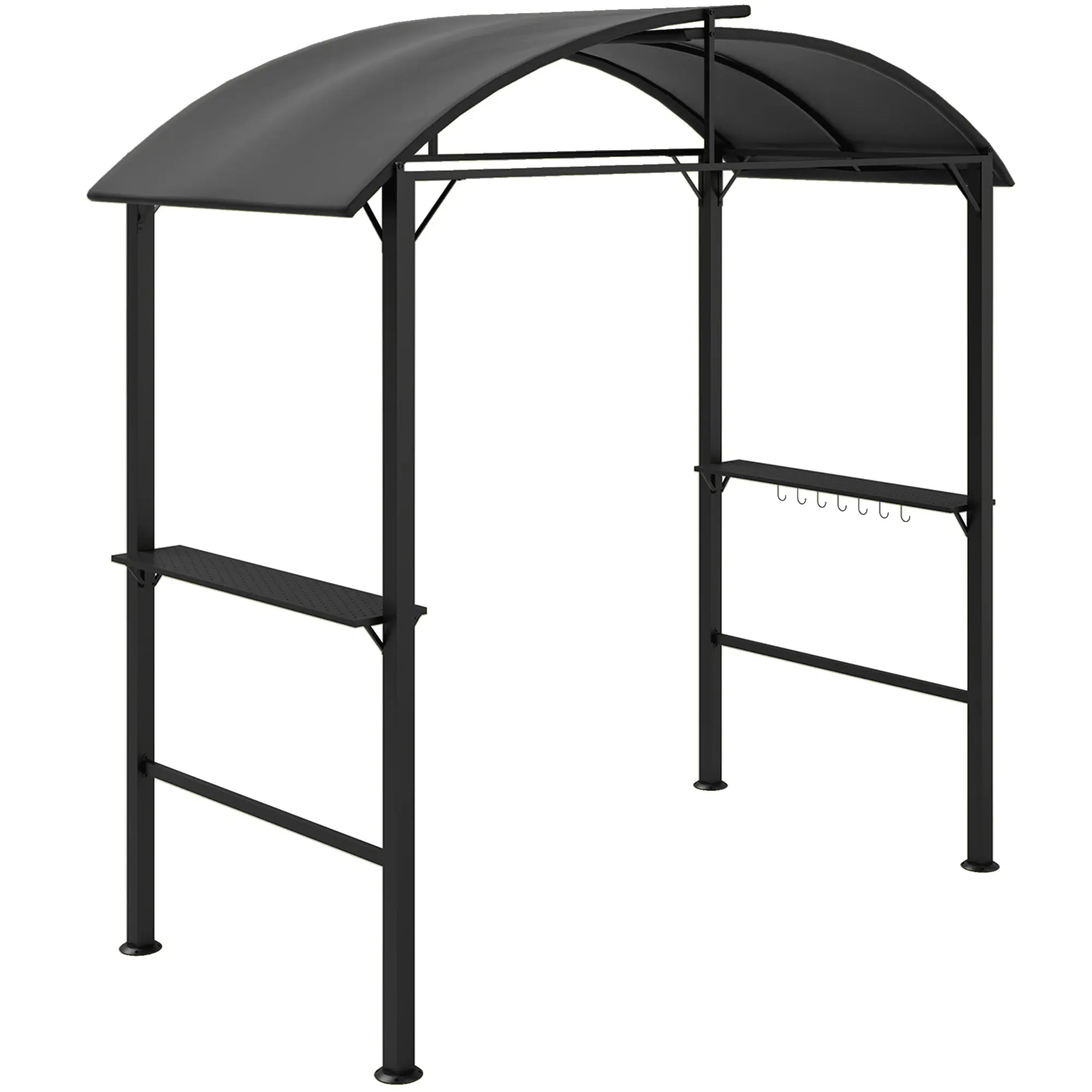 BBQ Pavilion 233 x 110 x 235 cm Windproof Garden Pavilion with Double Roof, Shelves, Garden Pavilion with UV Protection, BBQ Pavilion made of Steel, Garden Tent BBQ Tent for Party BBQ, Dark Grey