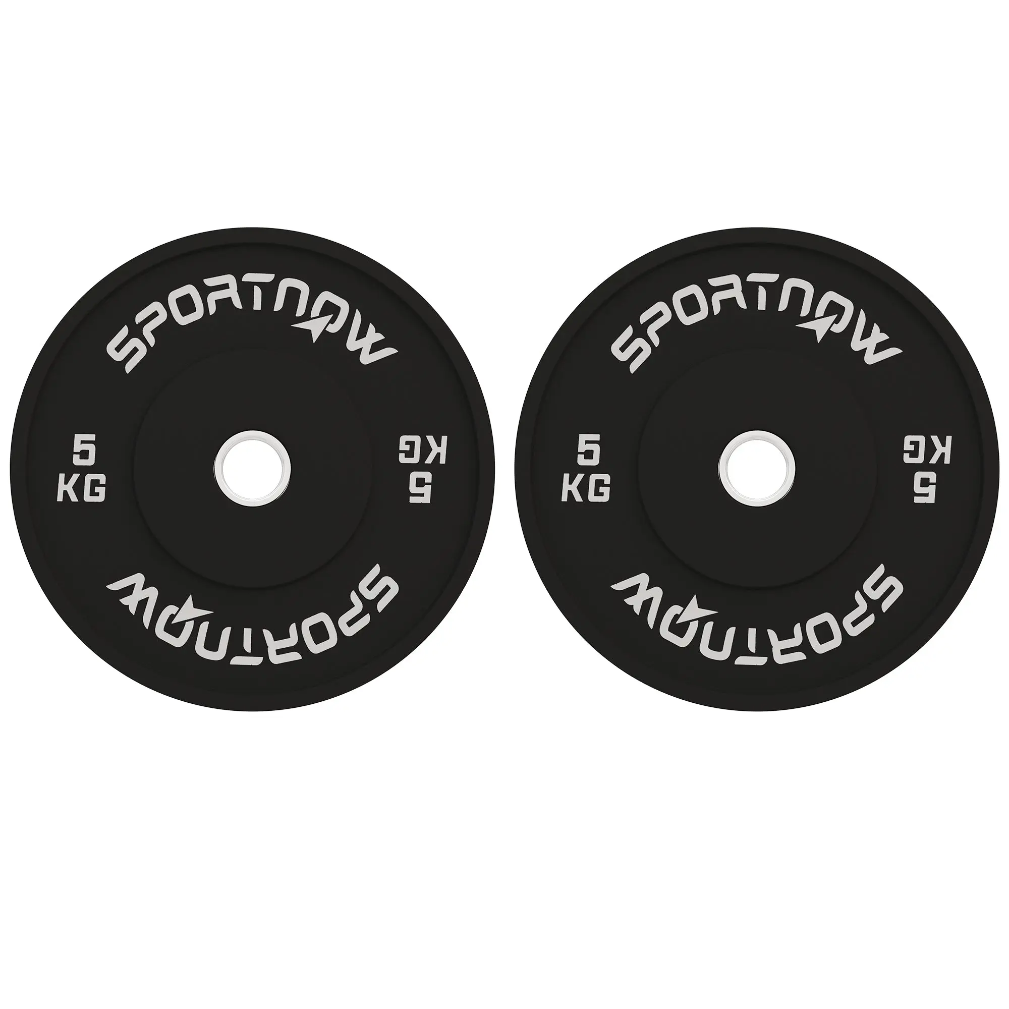 SPORTNOW Set of 2 5 kg Rubber Weight Plates for Gym and Home with 5 cm Hole for Dumbbells and Barbells, Black