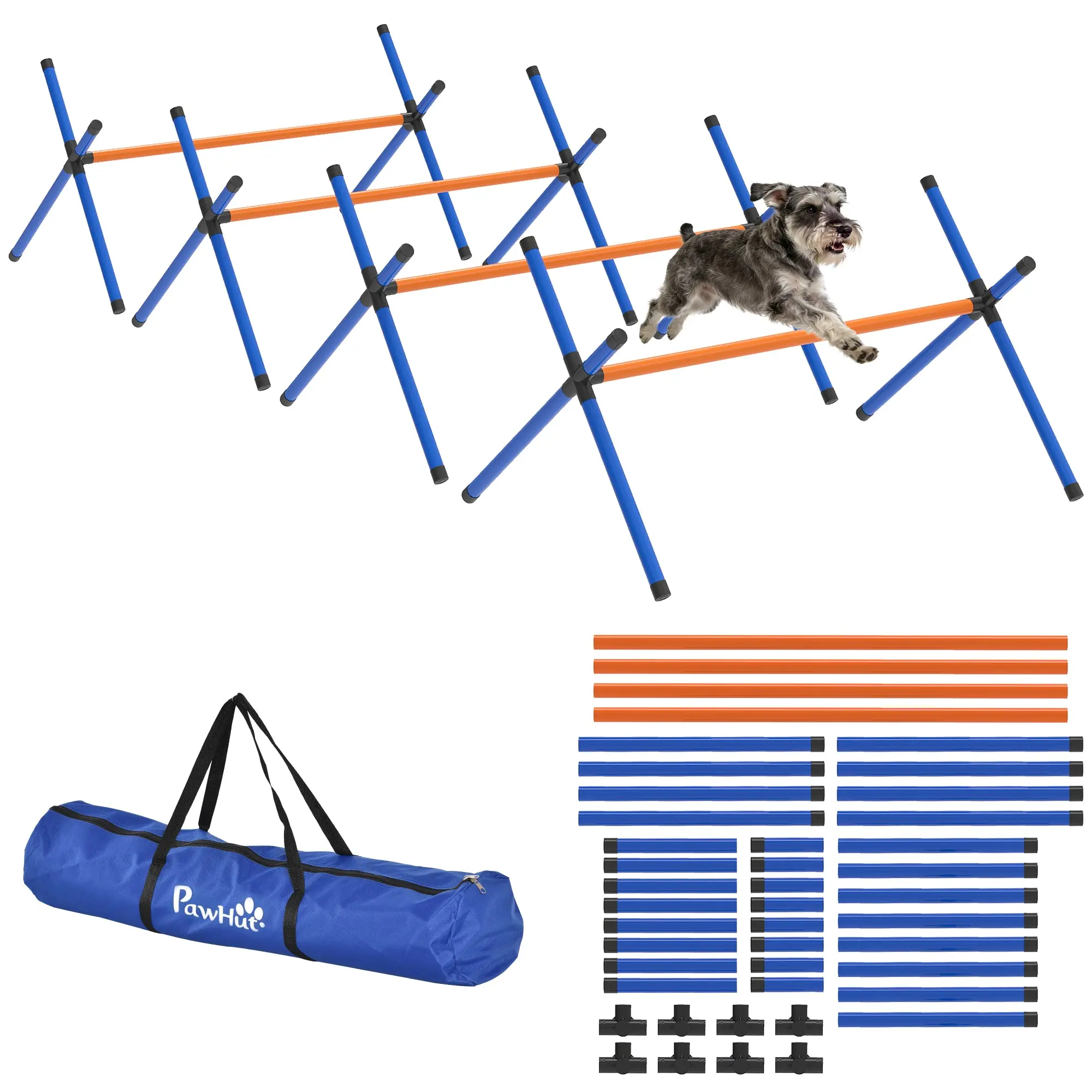 4-Piece Dog Agility Set — Adjustable Hurdles with Carry Bag, Portable Training Kit for Small Dogs