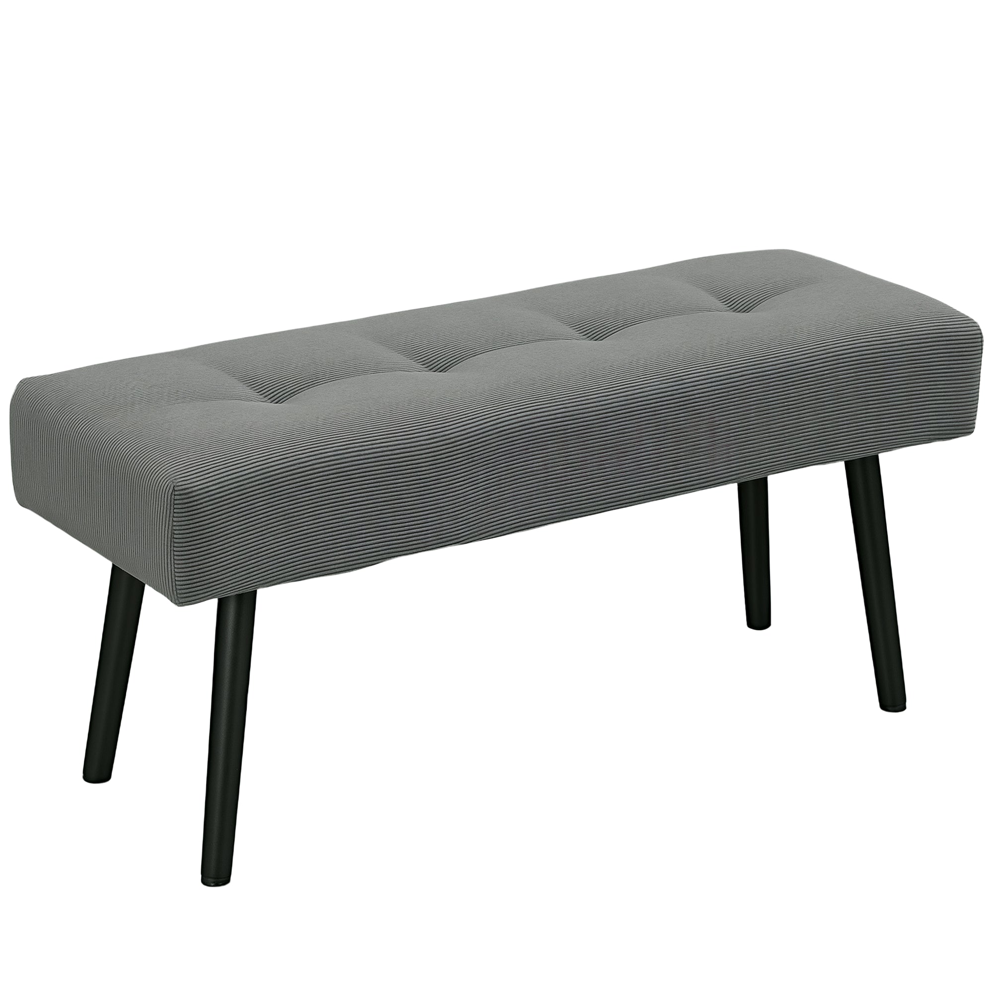 HOMCOM Polsterbank mit Kordelüberzug, Gepolsterte Bettbank mit Metallbeinen, Schuhbank für den Eingangsbereich bis 220 kg für Schlafzimmer, Wohnzimmer, Flur 100 x 36 x 45 cm Grau