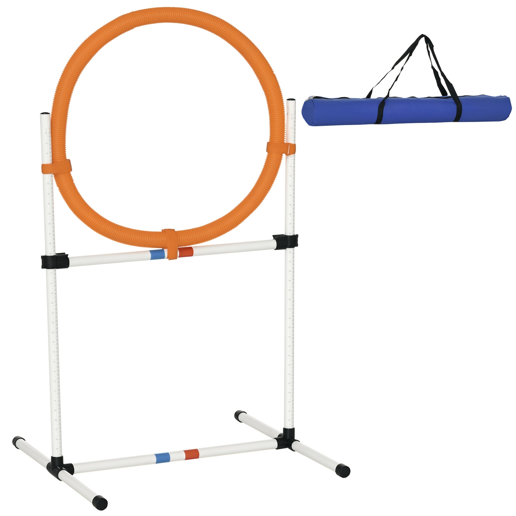 PawHut Hundetrainingsset Springring für Agility-Training Tragbar PE Weiß + Orange 74,5 x 66 x 91 cm