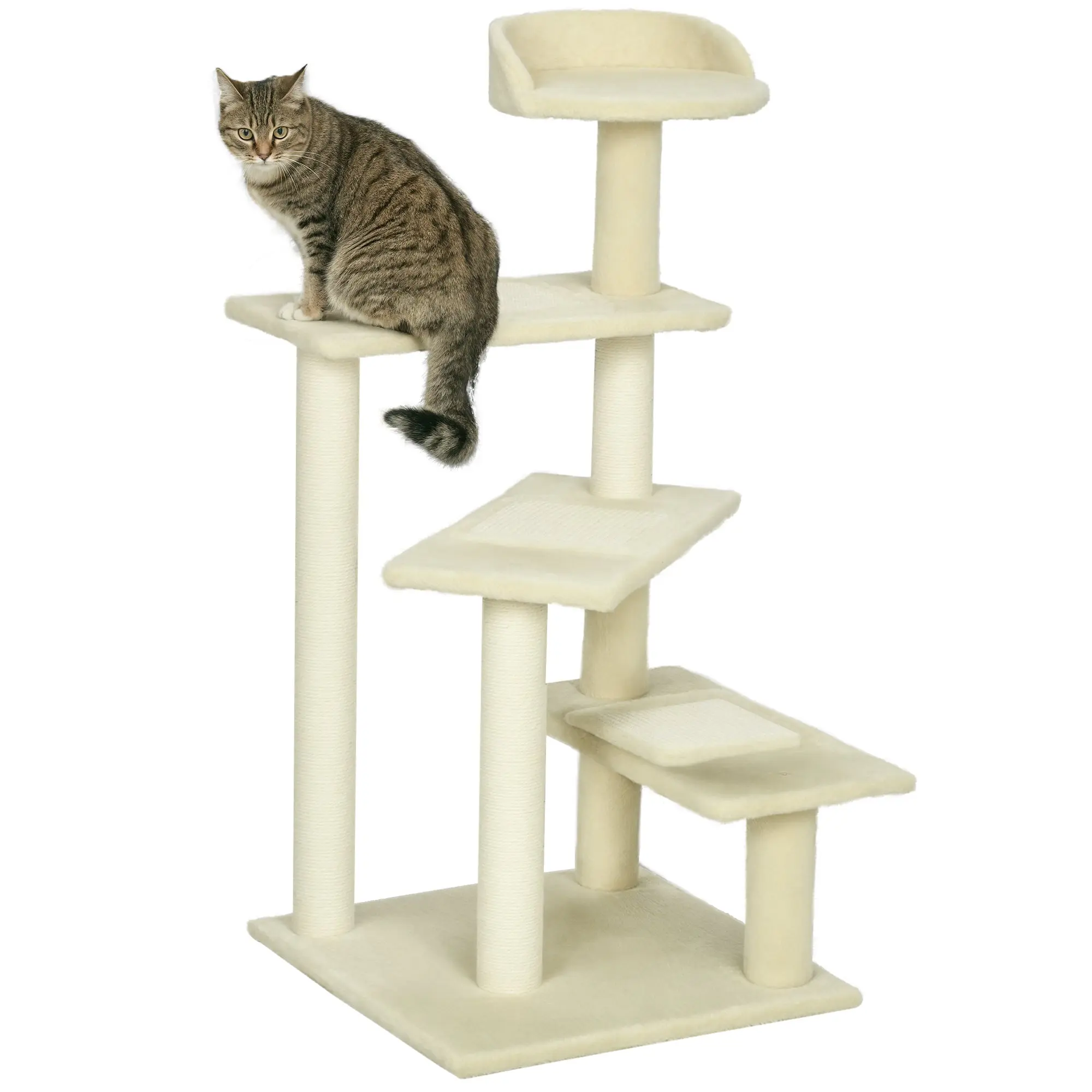 Cat Tree 100 cm Cat Tower with Sisal Posts, Large Platform, Multi-Level Cat Scratching Tree, Climbing Tree, for Small & Medium Cats, Beige