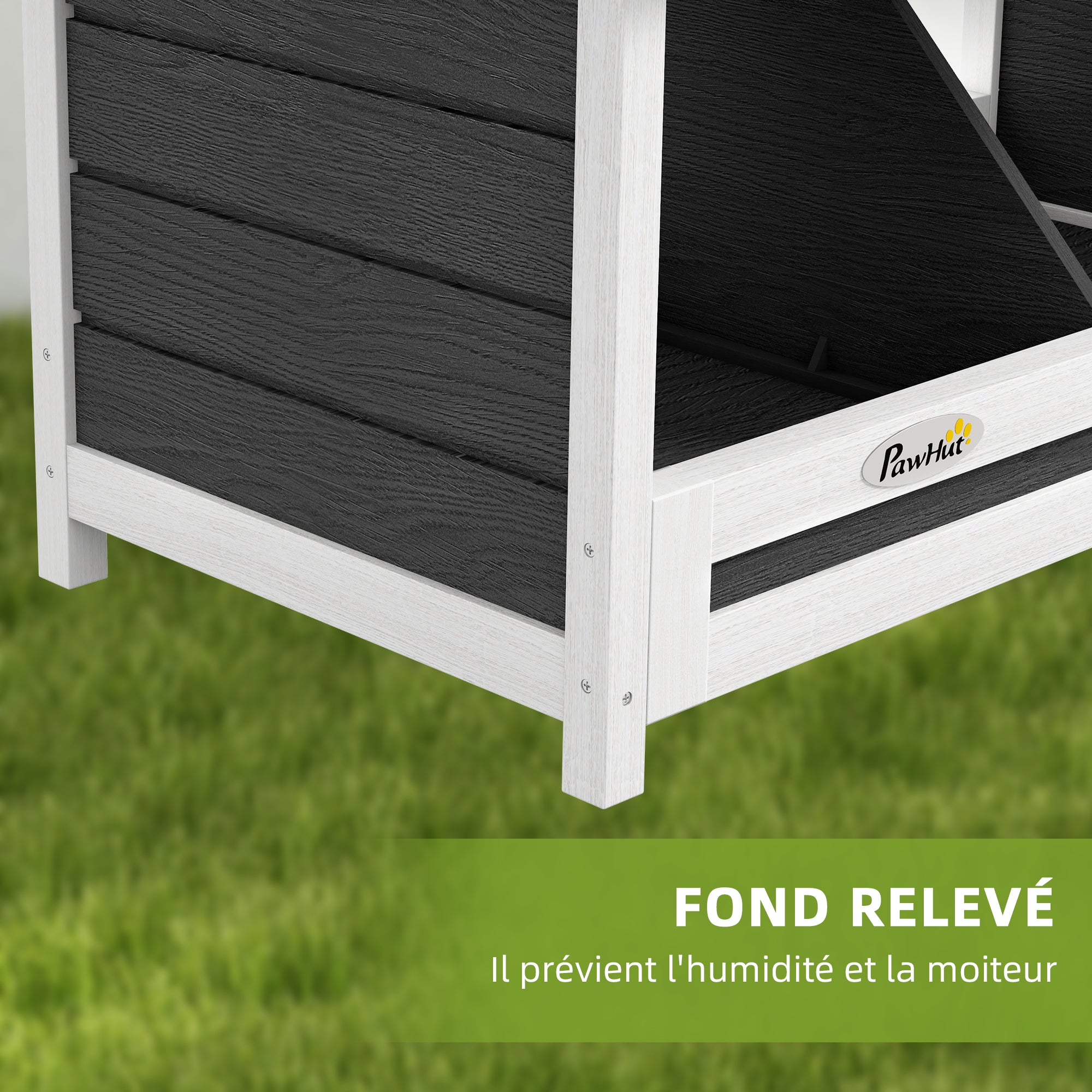 Chicken Laying Nest 3 Stalls with Asphalt Roof, Wood Construction, for Indoor and Outdoor Use, 95 x 37 x 34 cm, Gray Black