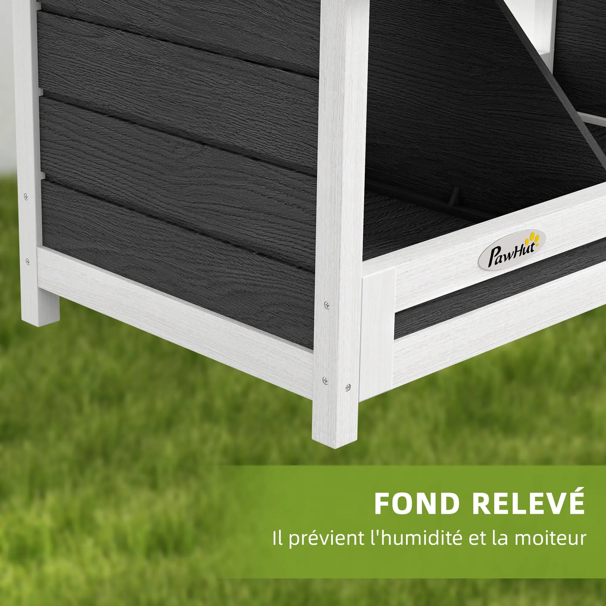 Chicken Laying Nest 3 Stalls with Asphalt Roof, Wood Construction, for Indoor and Outdoor Use, 95 x 37 x 34 cm, Gray Black