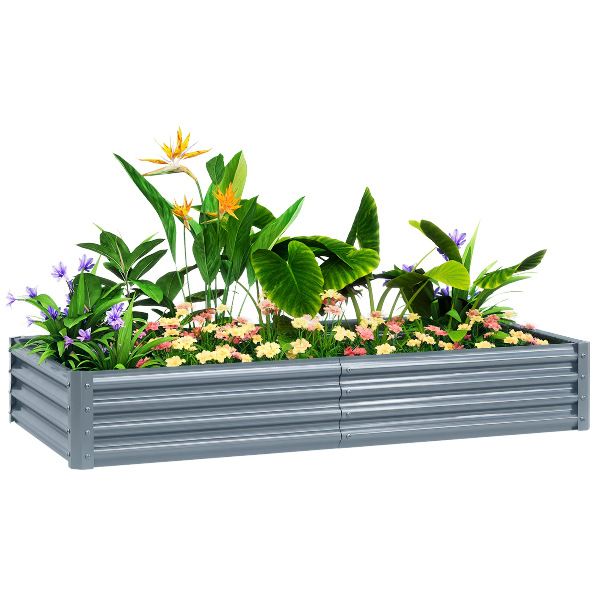 Outsunny čelični povišeni grednik, otporan na vremenske uvjete s zaštitnim rubom, grednik za staklenik, otporna kutija za biljke 180 x 90 x 30 cm za vrt ili balkon, povrtnjak za cvijeće i povrće