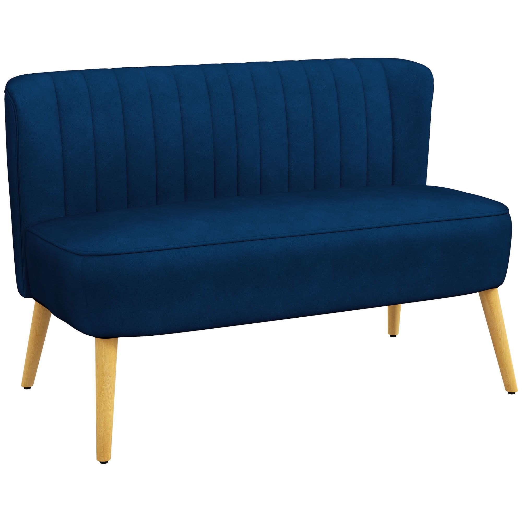 HOMCOM 2-kohaline diivan, väike sametilaadne polsterdatud diivan elutuppa või magamistuppa — tumesinine, 117 x 56,5 x 77 cm