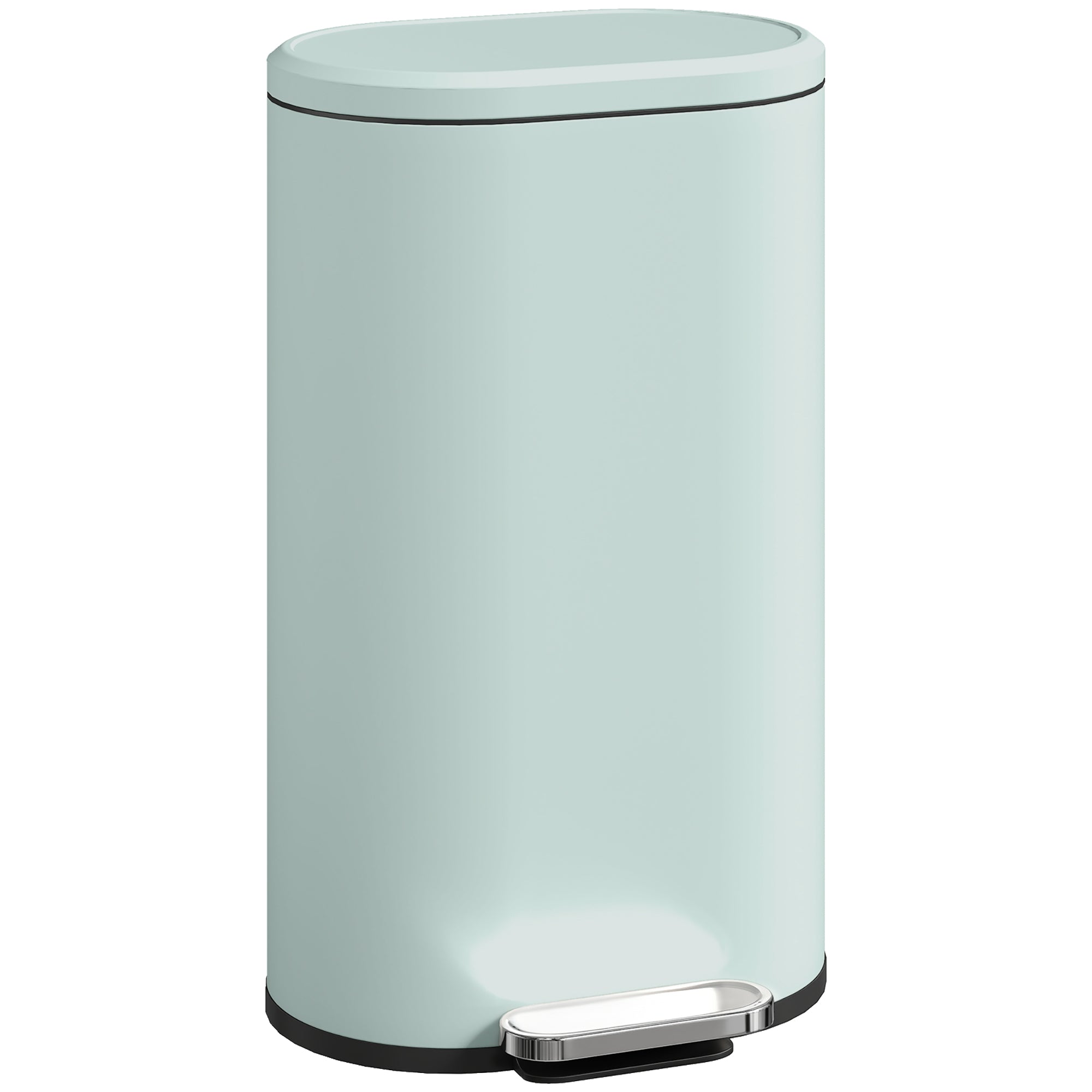 30 L Step Trash Can with Soft-Close Lid, Stay-Open Function, Removable Inner Bucket, Green (36.5 x 31 x 61 cm / 14.4 x 12.2 x 24.0 in)