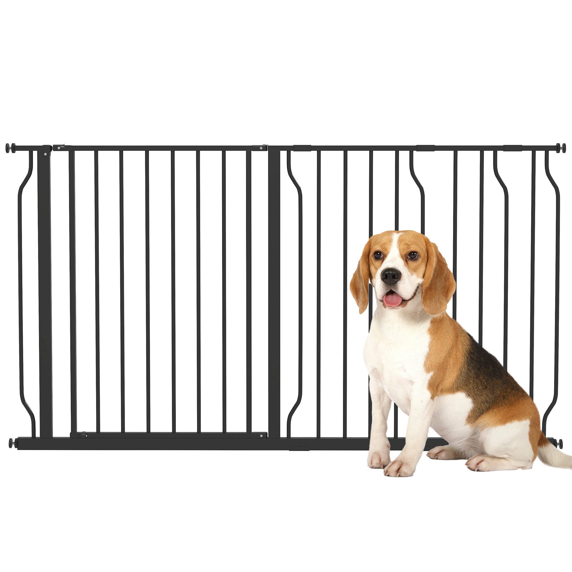 Door Guard Stair Gate with 10/20 cm Extension Door Gate without Drilling Stair Gate for Widths 75-145 cm Swiveling on Both Sides Steel Black