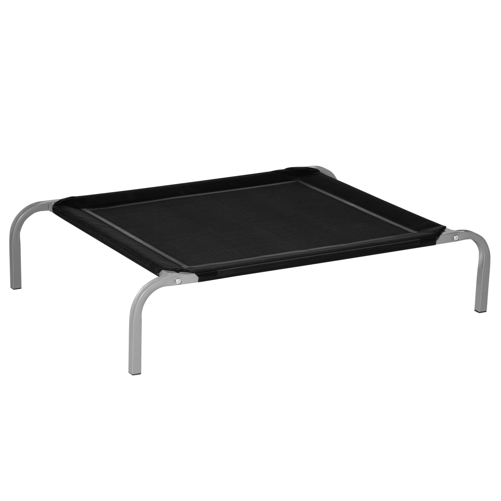 PawHut Erhöhtes Haustierbett für Hunde und Katzen, atmungsaktives Bett 90x65x20 cm zum Schlafen und Entspannen mit Stahlrahmen für Innen und Außen, Schwarz