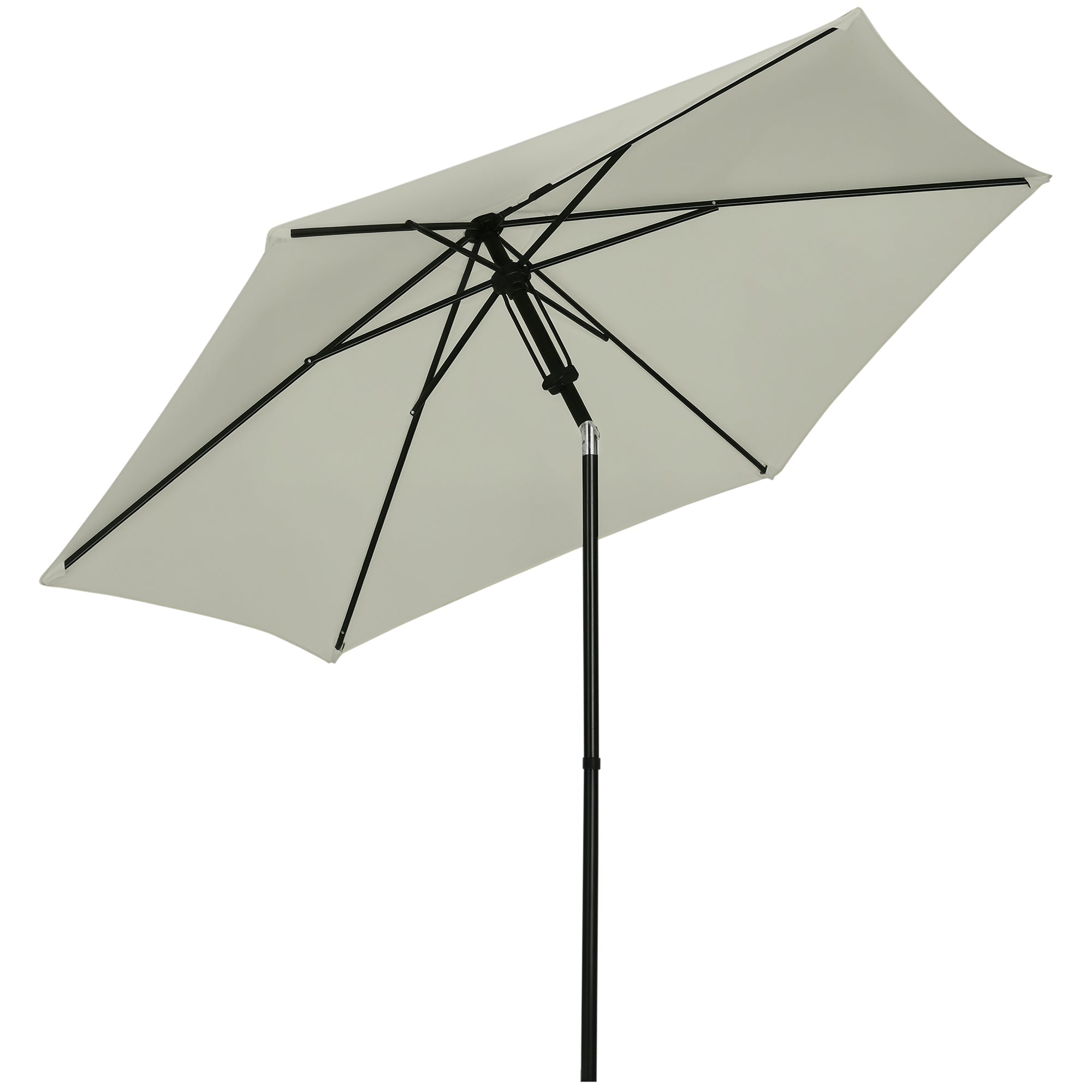 Outsunny Állítható Kerti Napernyő Kézi Nyitható Parasol Fém Magas Sűrűségű Poliészter 180g/m² Napernyő Ø 265 x 235H cm Világosszürke