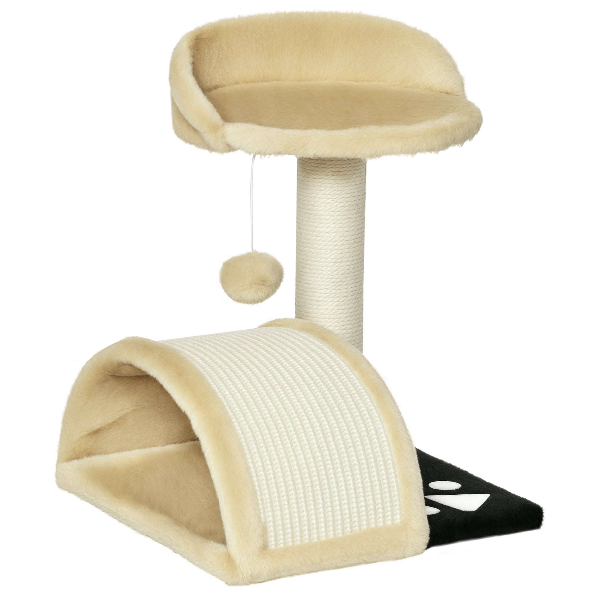 PawHut Kattemøbel Kradsetræ med Legemuligheder Kradsetræ Sisalreb Kradsetræ Beige 35,5 x 37 x 46 cm