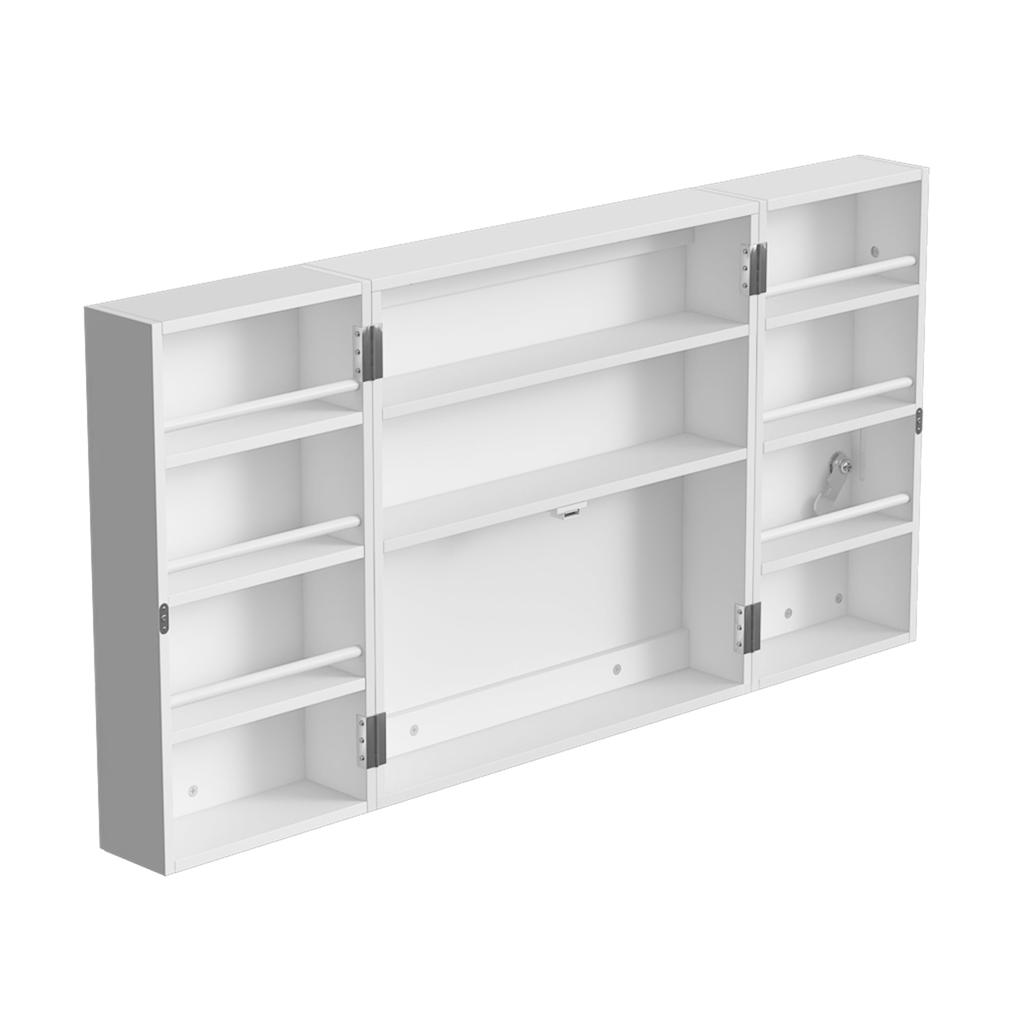 HOMCOM užrakinama vaistų spintelė, 2 durys, 11 skyrių, 2 raktai, sieninė spintelė virtuvei, prieškambariui, svetainei, 53 x 20 x 53 cm, balta
