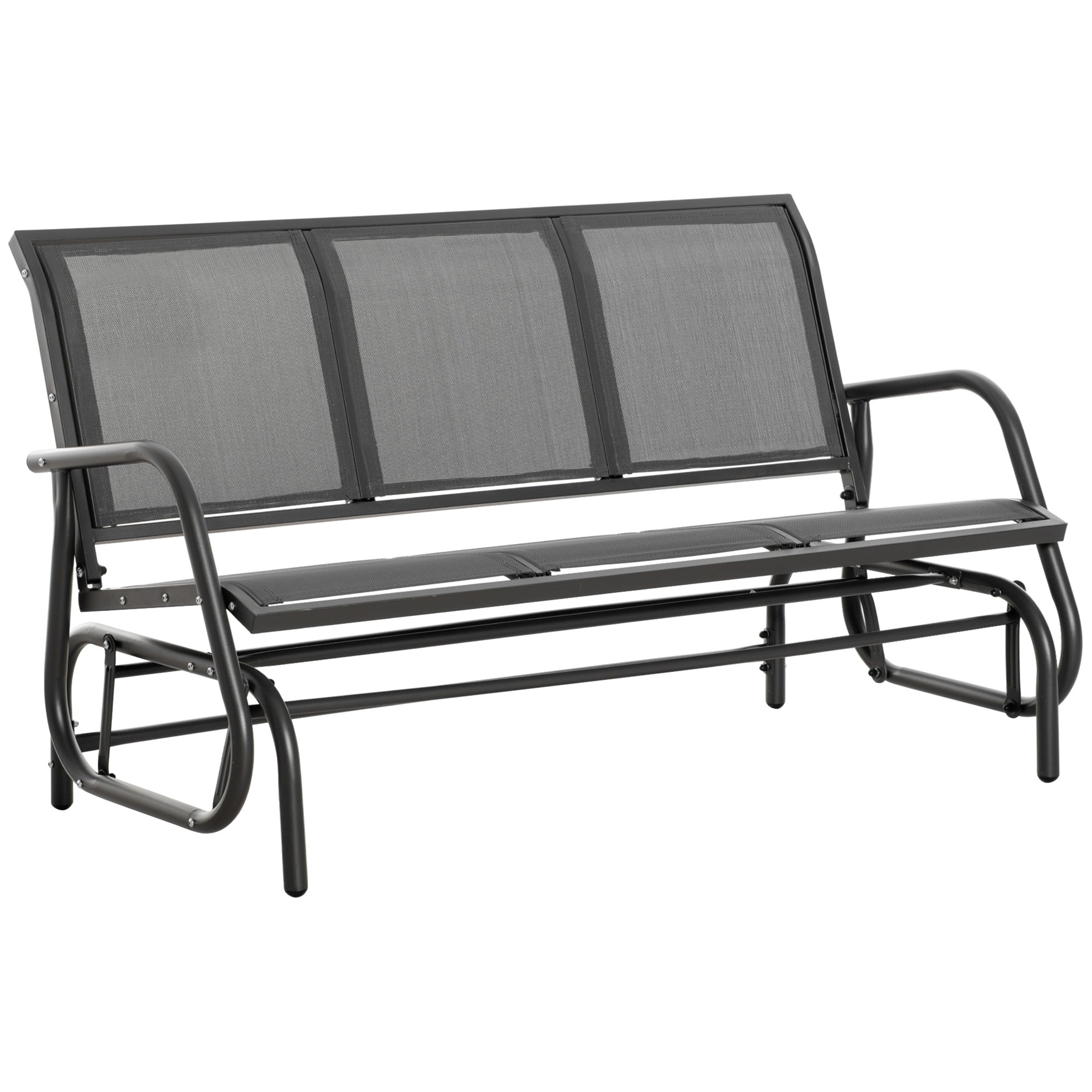 Outsunny 3-Sitzer Garten-Schaukelbank aus Metall und atmungsaktivem Mesh-Gewebe, 147x70x85cm, Grau