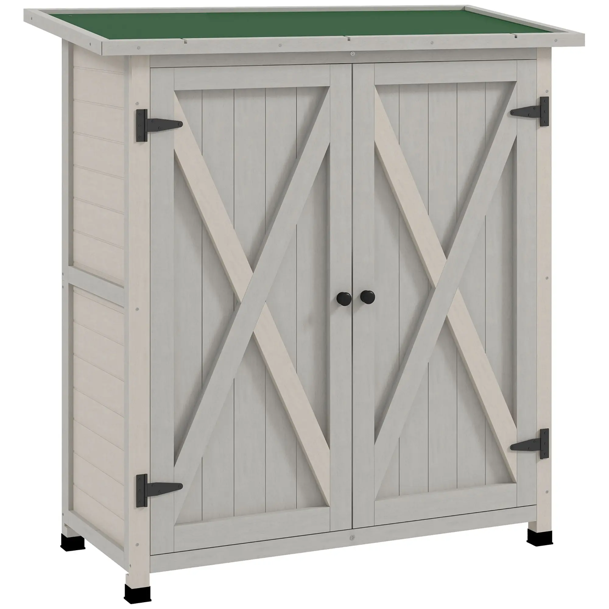 Wooden Garden Cabinet, Weatherproof Tool Shed 110 x 55 x 117 cm, Garden House with Door, Pent Roof, Shelves, Tool Cabinet, Garden Tool Shed for Garden Terrace Light grey