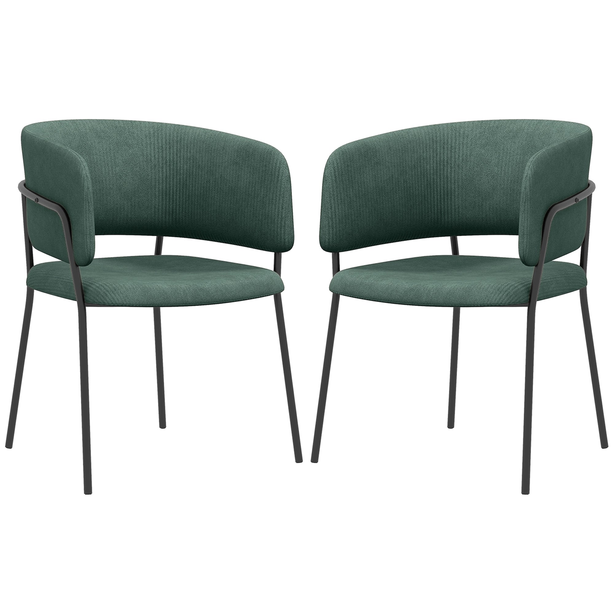 HOMCOM Set vun 2 Iessstull, Kichenstull mat Stolbeem, gepolstert Sëtz, fir d'Iesszëmmer, Wunnzëmmer, Kichen, Dim. 57L x 53W x 73H cm gréng
