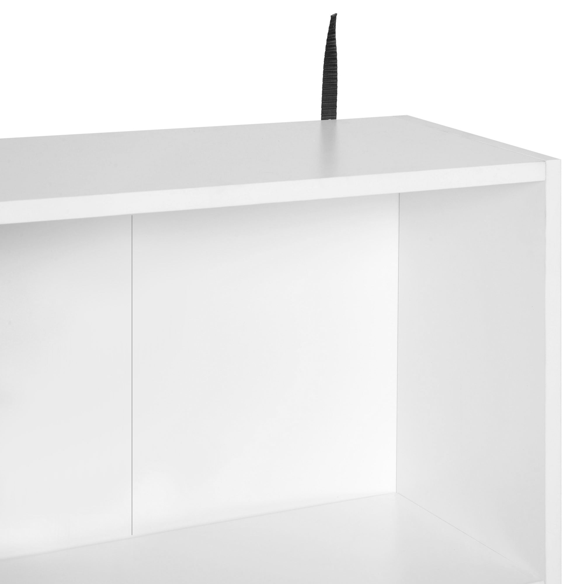 Scandinavian Bookcase Storage Furniture dim. 80L x 23.5W x 123H cm 5 niches cupboard 2 doors tapered solid pine wood particle boards white