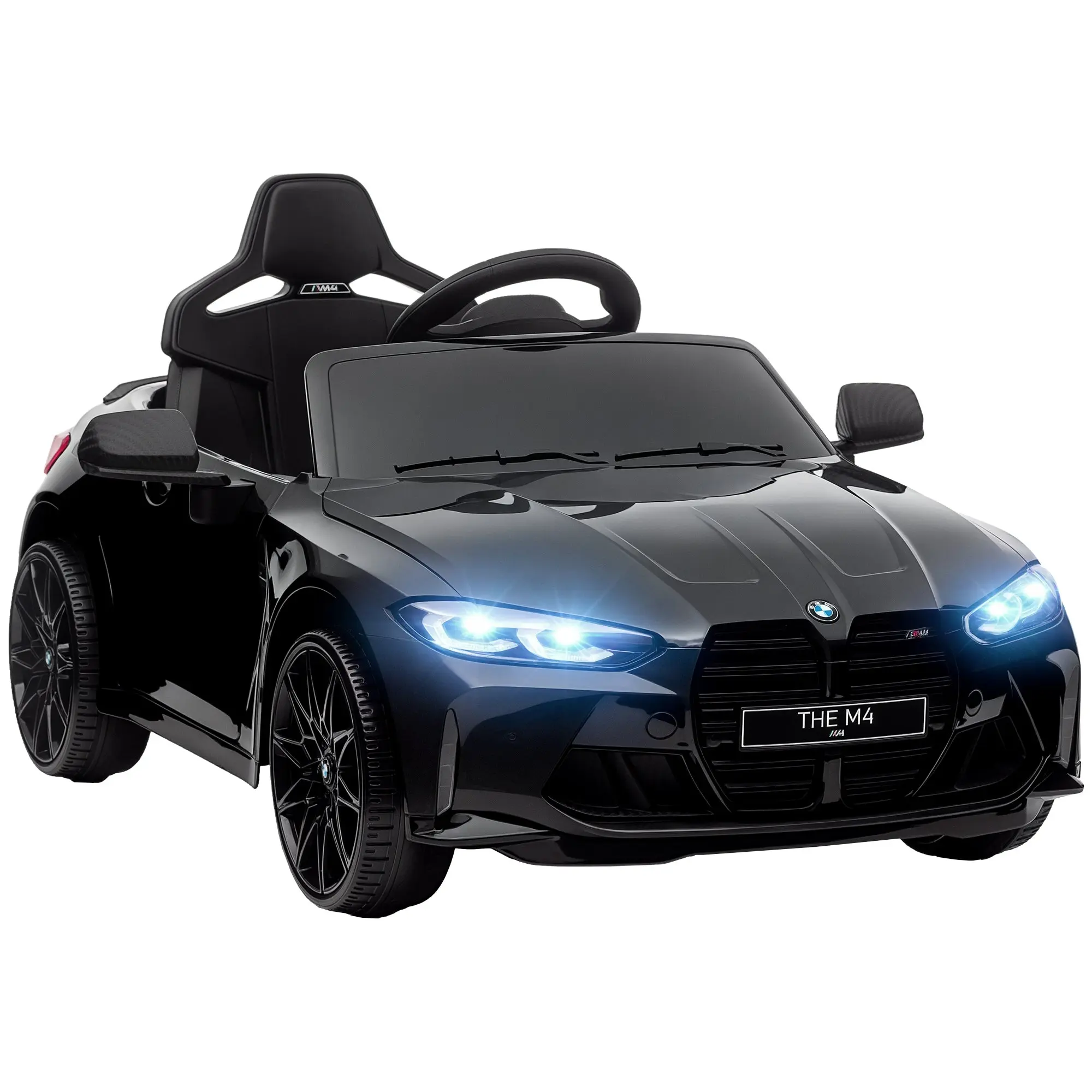 Kids Electric Car 12V Children's Car with 2.4G Remote Control, Suspension, Soft Start, Electric Vehicle with MP3, USB, LED Lights, Horn, 3-5 km/h, for Kids 3-5 Years, Black