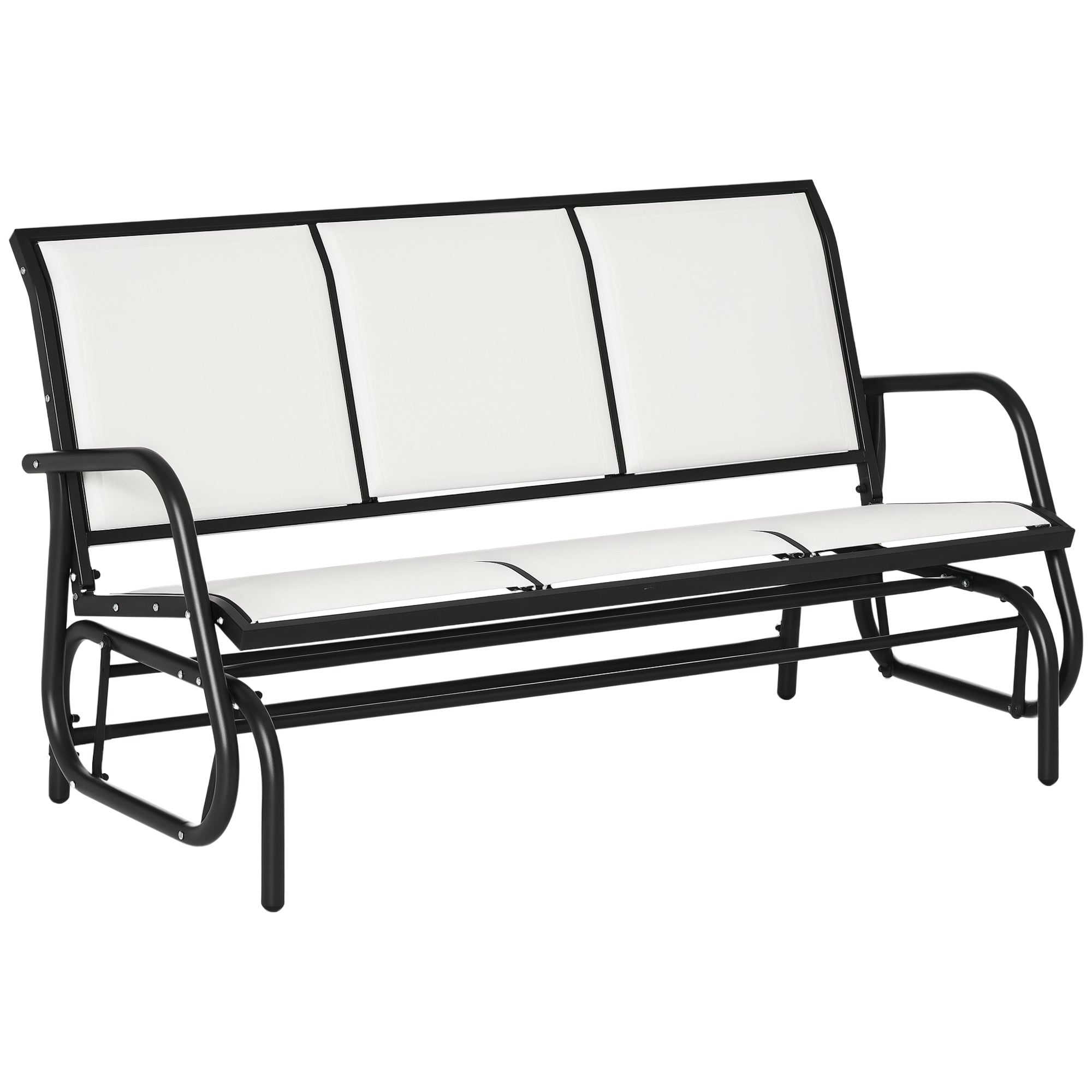 Outsunny 3-Sitzer Garten Schaukelbank aus Metall und atmungsaktivem Netzstoff, 147x70x85cm, Beige