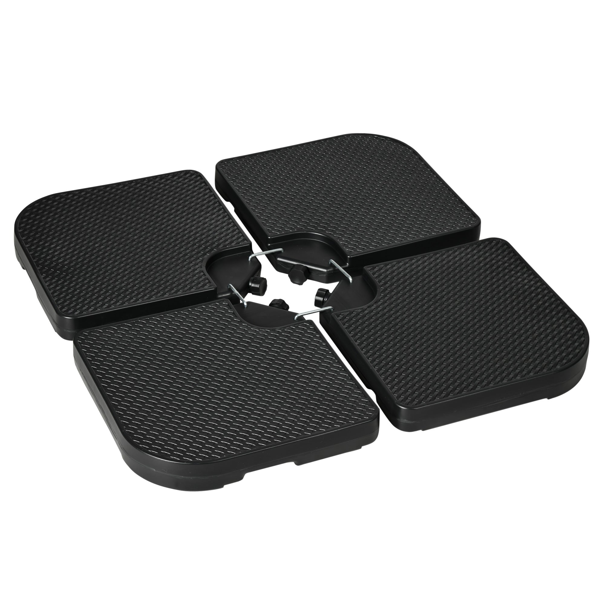 4-piece Umbrella Weight Weatherproof Umbrella Stand Weight for Offset Umbrella with Handle, Umbrella Weight Fillable with 80 kg of Sand or 60 kg of Water, HDPE, Black
