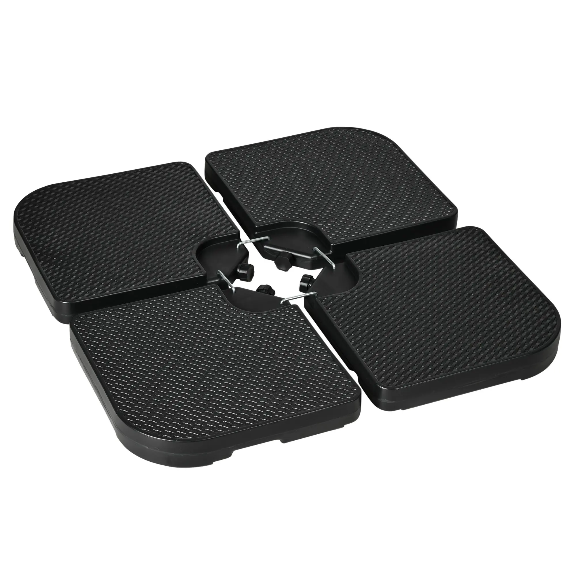 4-piece Umbrella Weight Weatherproof Umbrella Stand Weight for Offset Umbrella with Handle, Umbrella Weight Fillable with 80 kg of Sand or 60 kg of Water, HDPE, Black