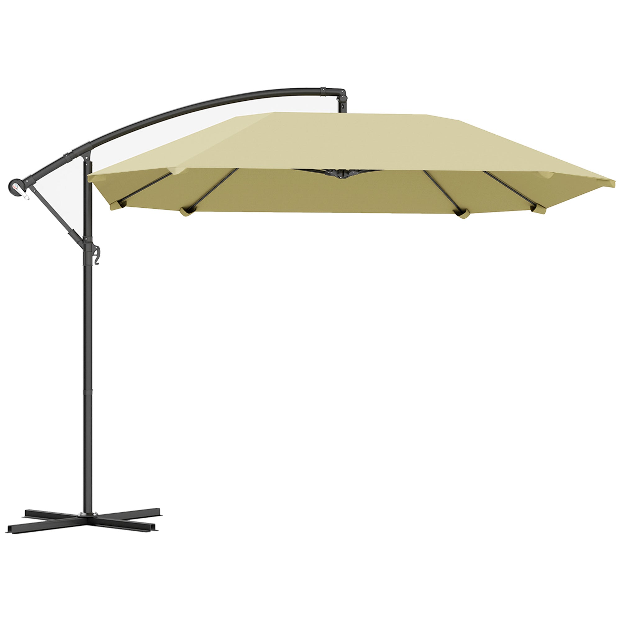 Cantilever Umbrella Aluminum ? 260 cm Sunshade, Waterproof Crank Umbrella with Stand, Crank, Wind Protection, Adjustable Market Umbrella Tilt-able Garden Umbrella Sun Protection for Balcony Garden Terrace Beige